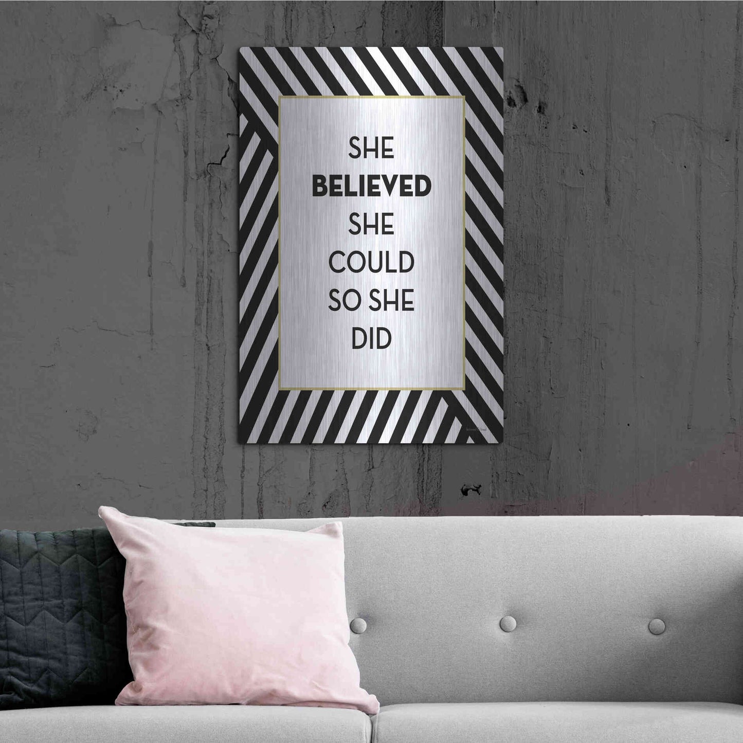 Luxe Metal Art 'She Believed' by Lettered & Lined, Metal Wall Art,24x36