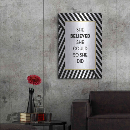 Luxe Metal Art 'She Believed' by Lettered & Lined, Metal Wall Art,24x36