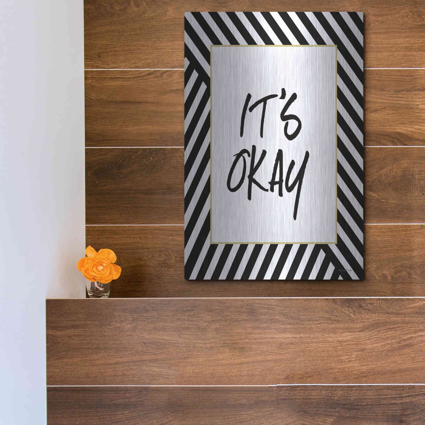Luxe Metal Art 'It'S Okay' by Lettered & Lined, Metal Wall Art,12x16