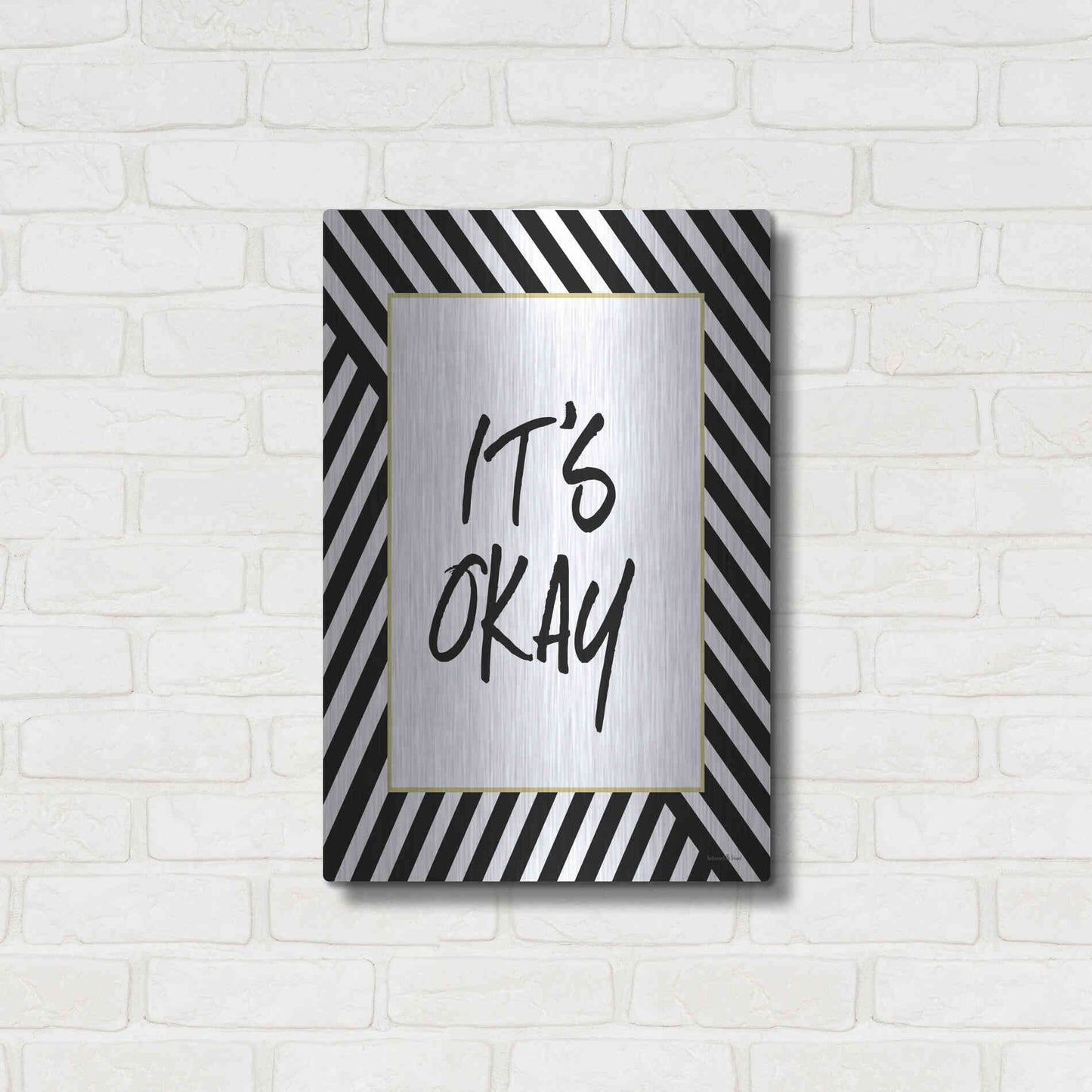 Luxe Metal Art 'It'S Okay' by Lettered & Lined, Metal Wall Art,16x24