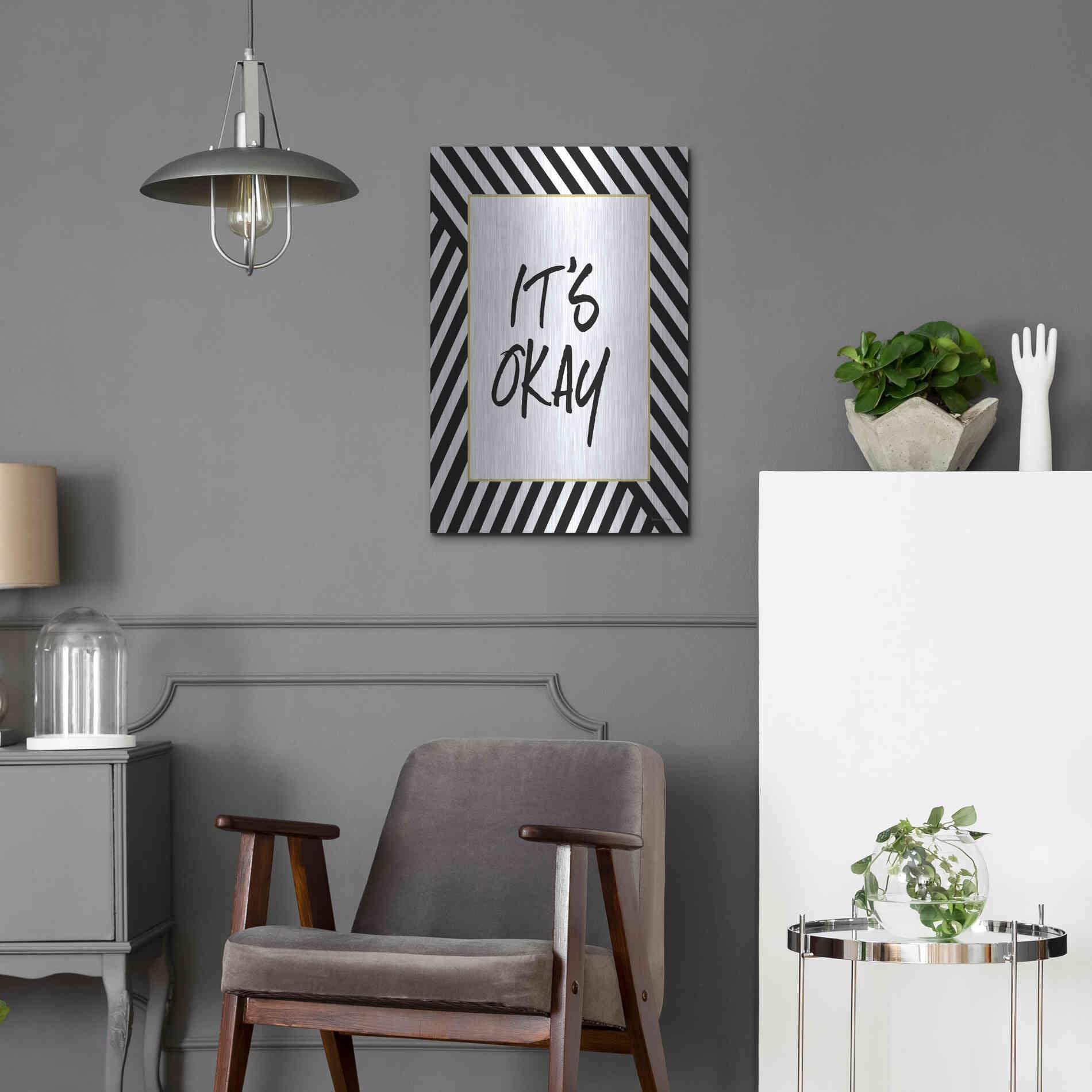 Luxe Metal Art 'It'S Okay' by Lettered & Lined, Metal Wall Art,16x24