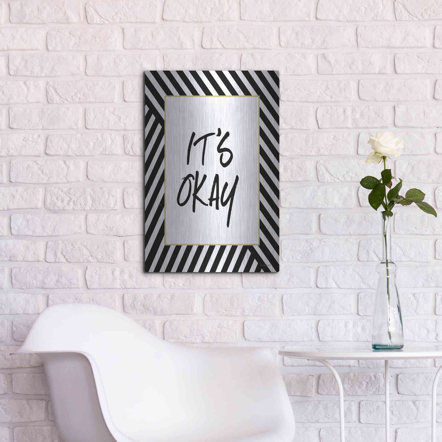 Luxe Metal Art 'It'S Okay' by Lettered & Lined, Metal Wall Art,16x24