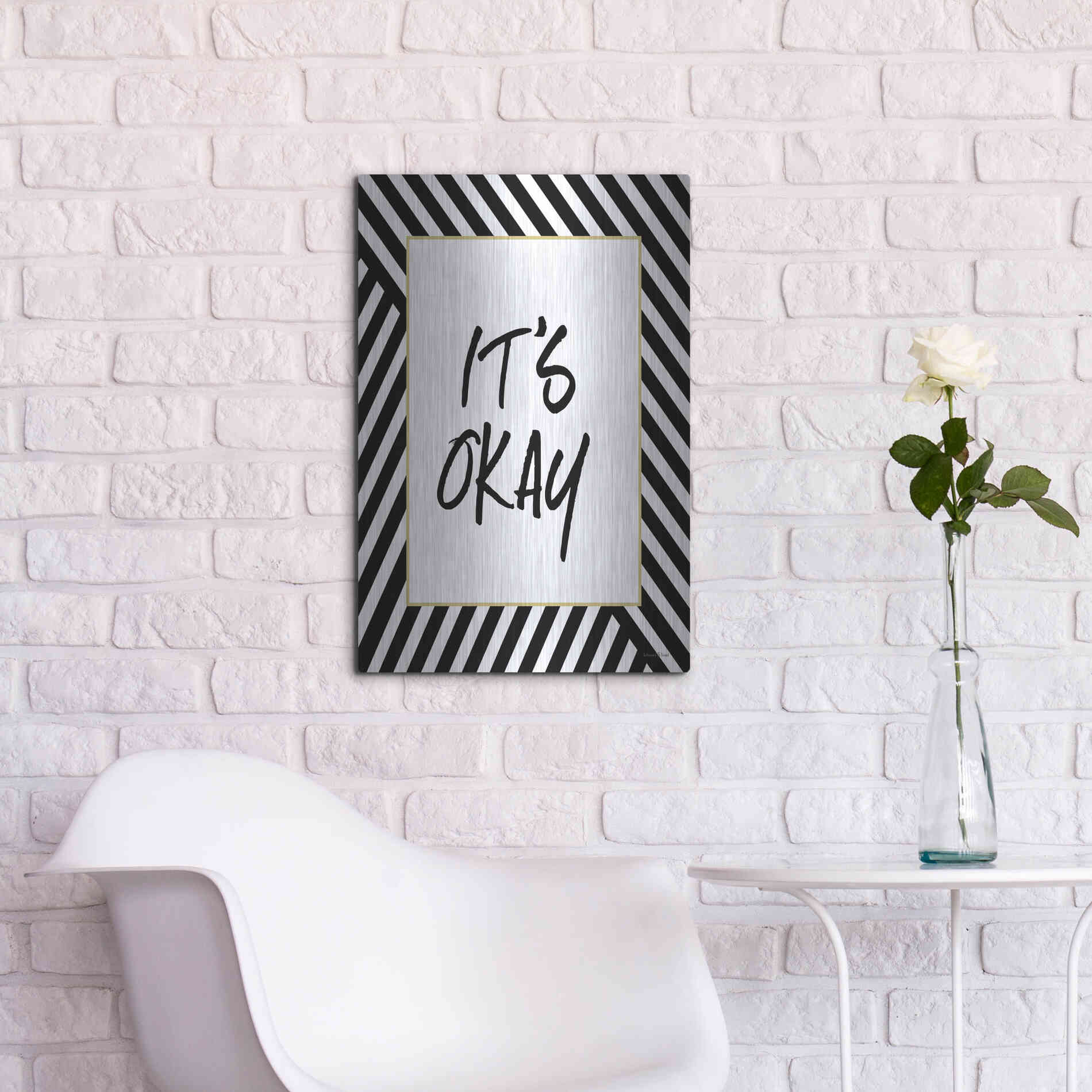Luxe Metal Art 'It'S Okay' by Lettered & Lined, Metal Wall Art,16x24