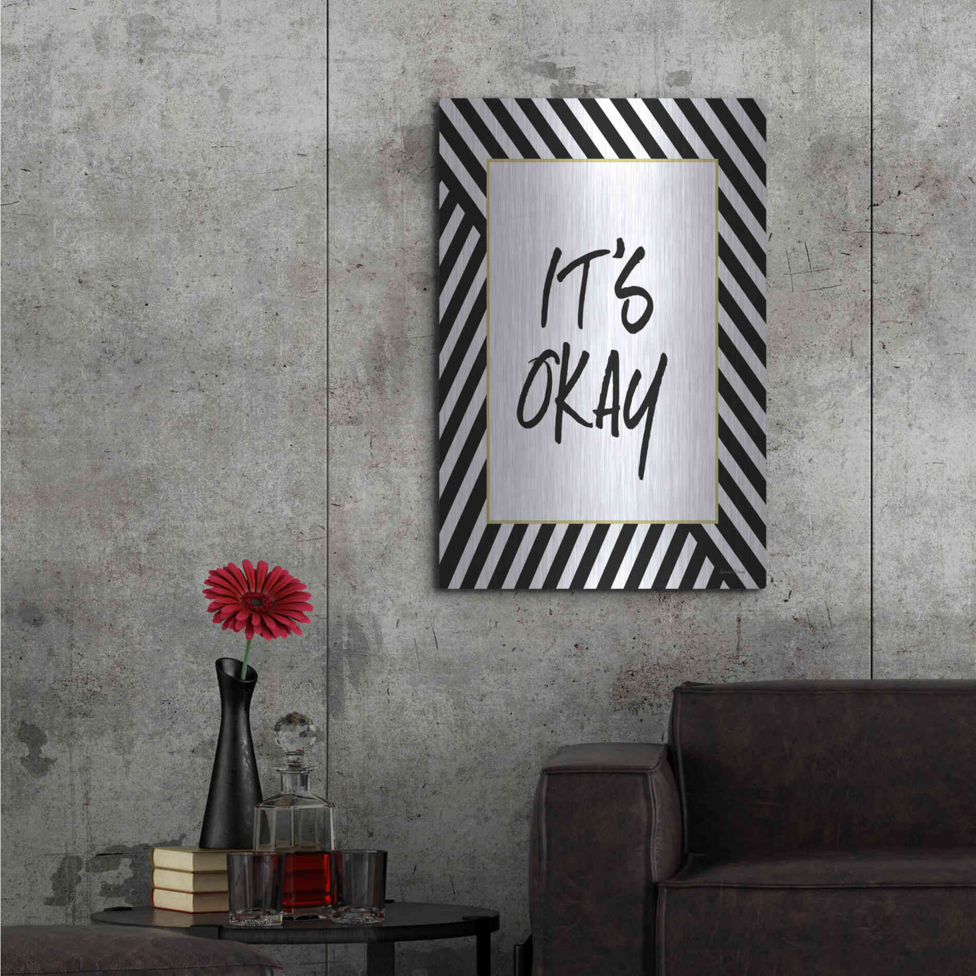Luxe Metal Art 'It'S Okay' by Lettered & Lined, Metal Wall Art,24x36
