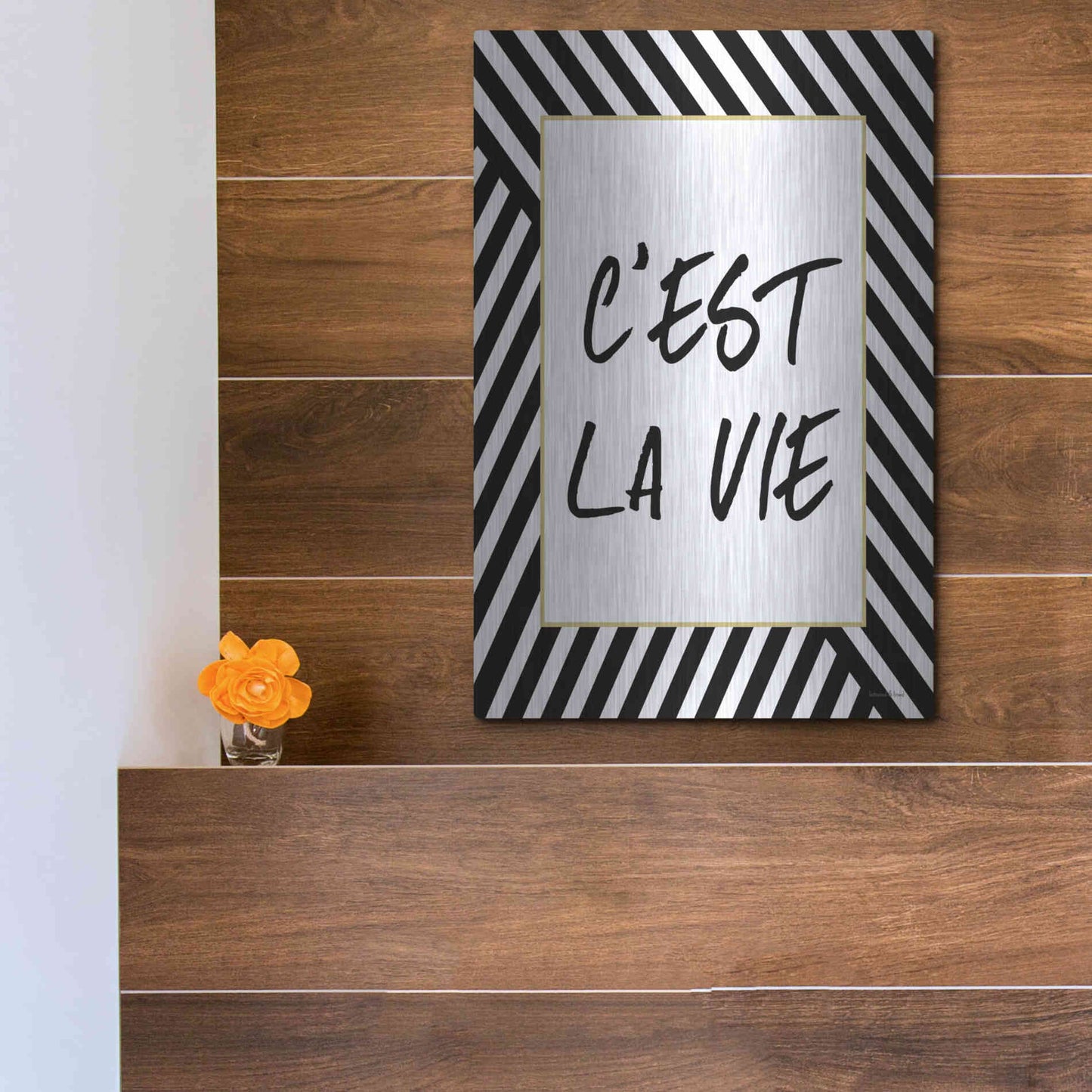 Luxe Metal Art 'C'Est La Vie' by Lettered & Lined, Metal Wall Art,12x16