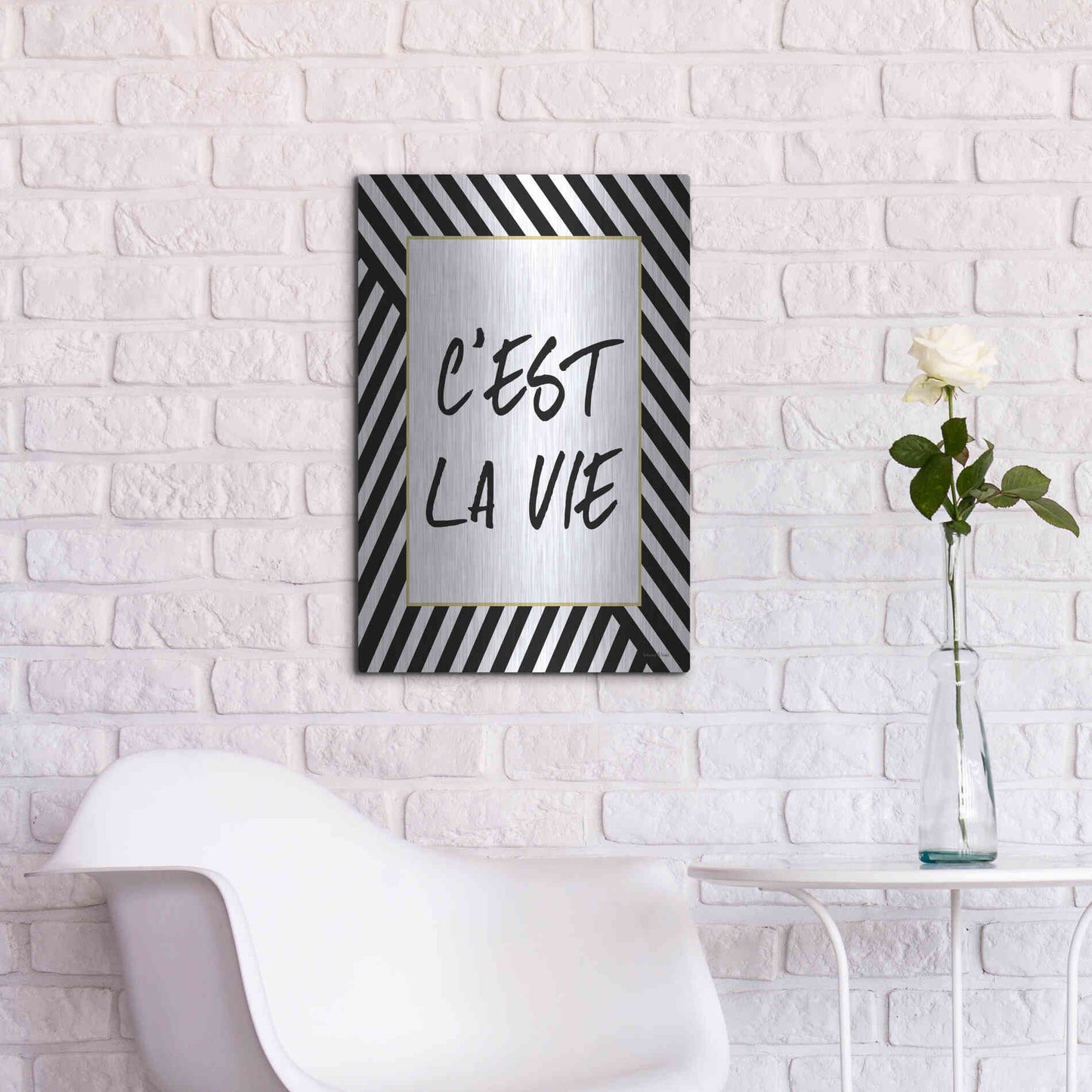 Luxe Metal Art 'C'Est La Vie' by Lettered & Lined, Metal Wall Art,16x24