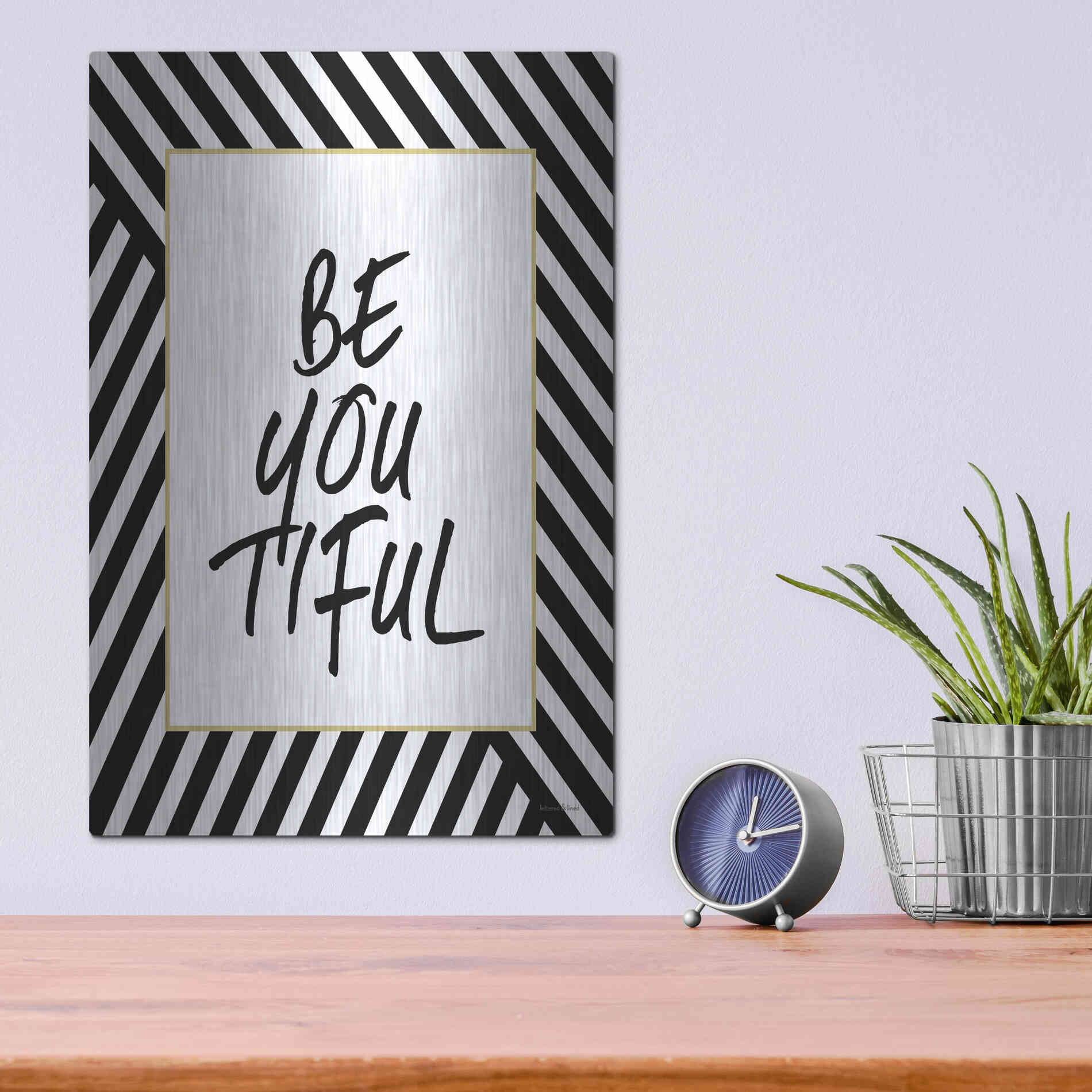 Luxe Metal Art 'Be-You-Tiful' by Lettered & Lined, Metal Wall Art,12x16