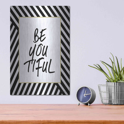 Luxe Metal Art 'Be-You-Tiful' by Lettered & Lined, Metal Wall Art,12x16