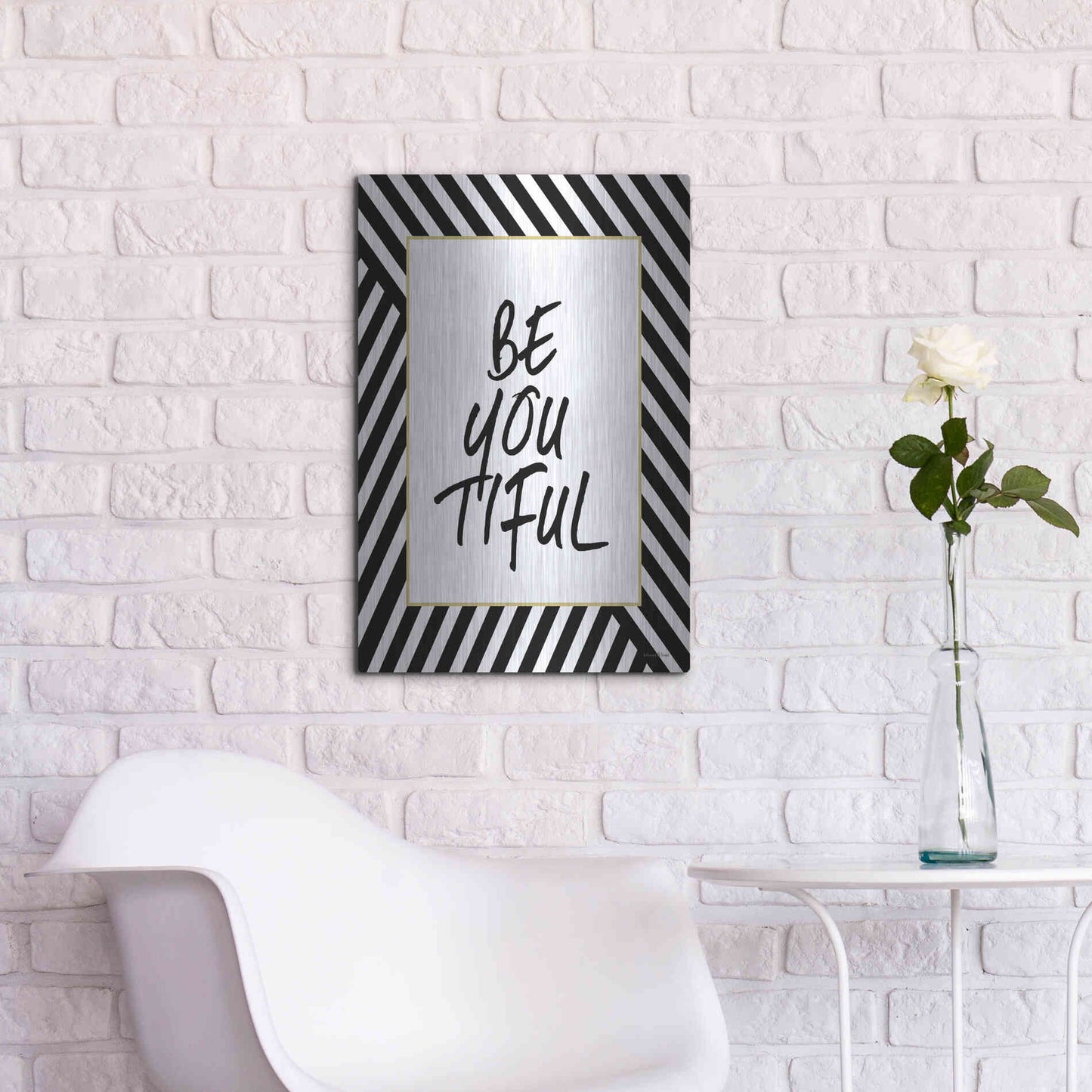 Luxe Metal Art 'Be-You-Tiful' by Lettered & Lined, Metal Wall Art,16x24