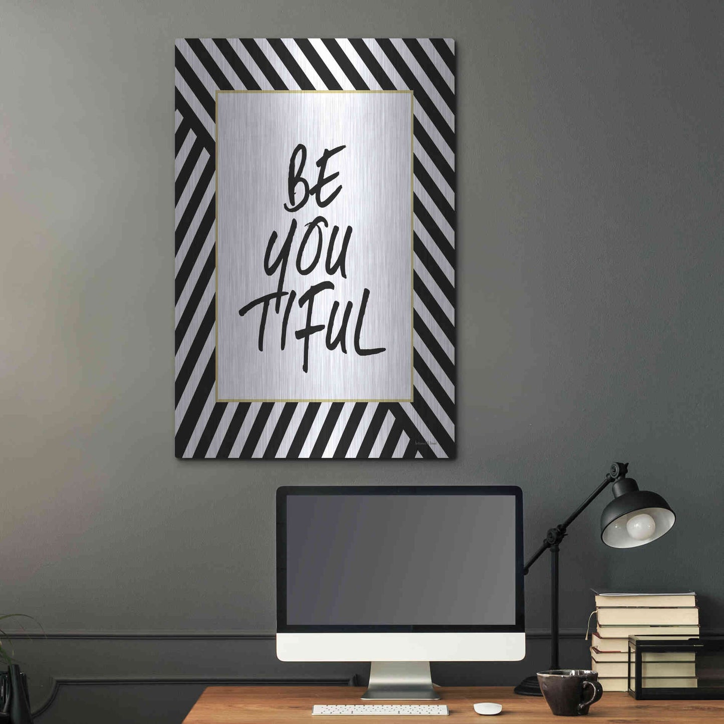Luxe Metal Art 'Be-You-Tiful' by Lettered & Lined, Metal Wall Art,24x36