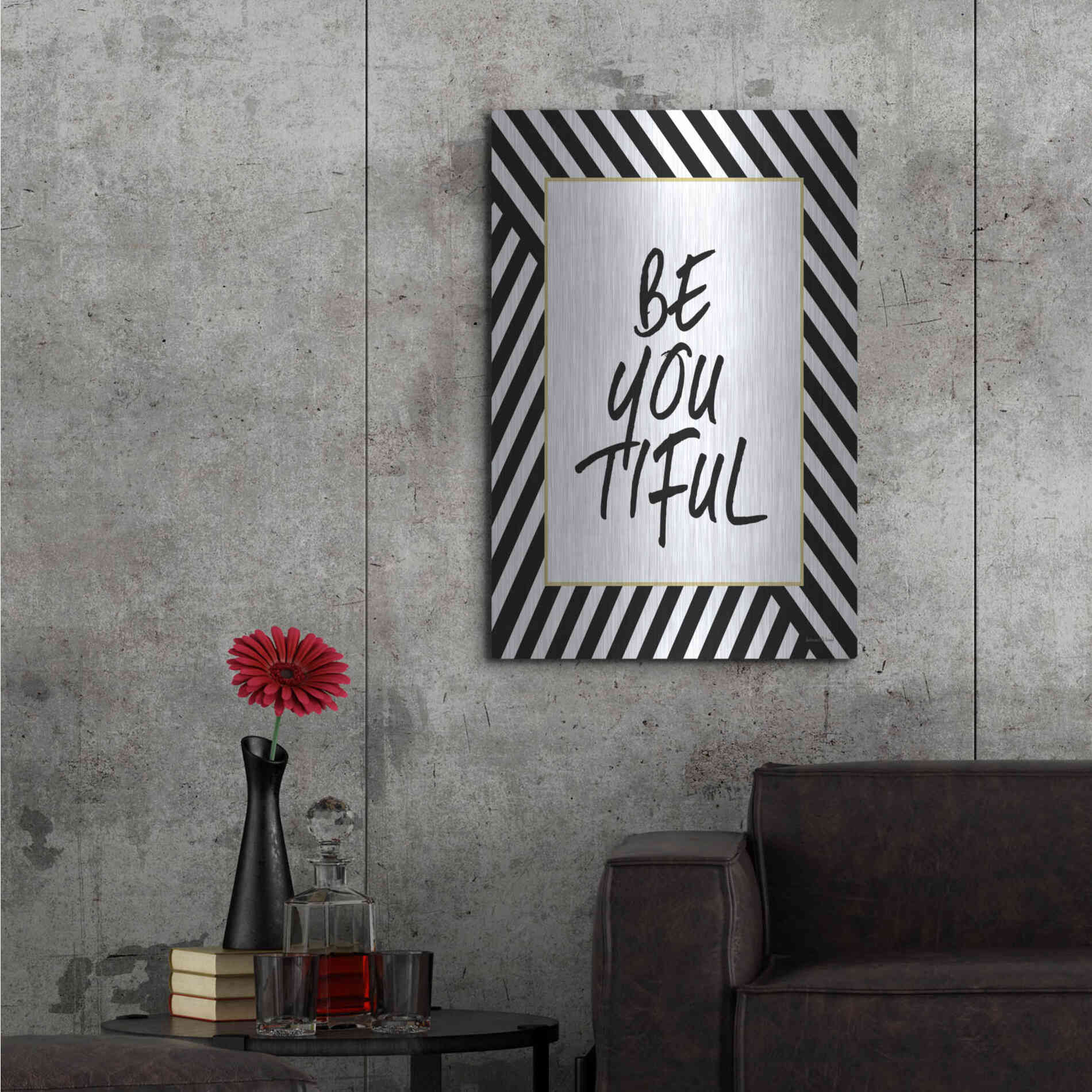 Luxe Metal Art 'Be-You-Tiful' by Lettered & Lined, Metal Wall Art,24x36