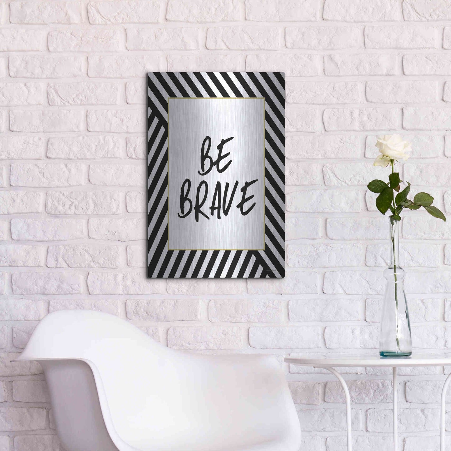 Luxe Metal Art 'Be Brave' by Lettered & Lined, Metal Wall Art,16x24