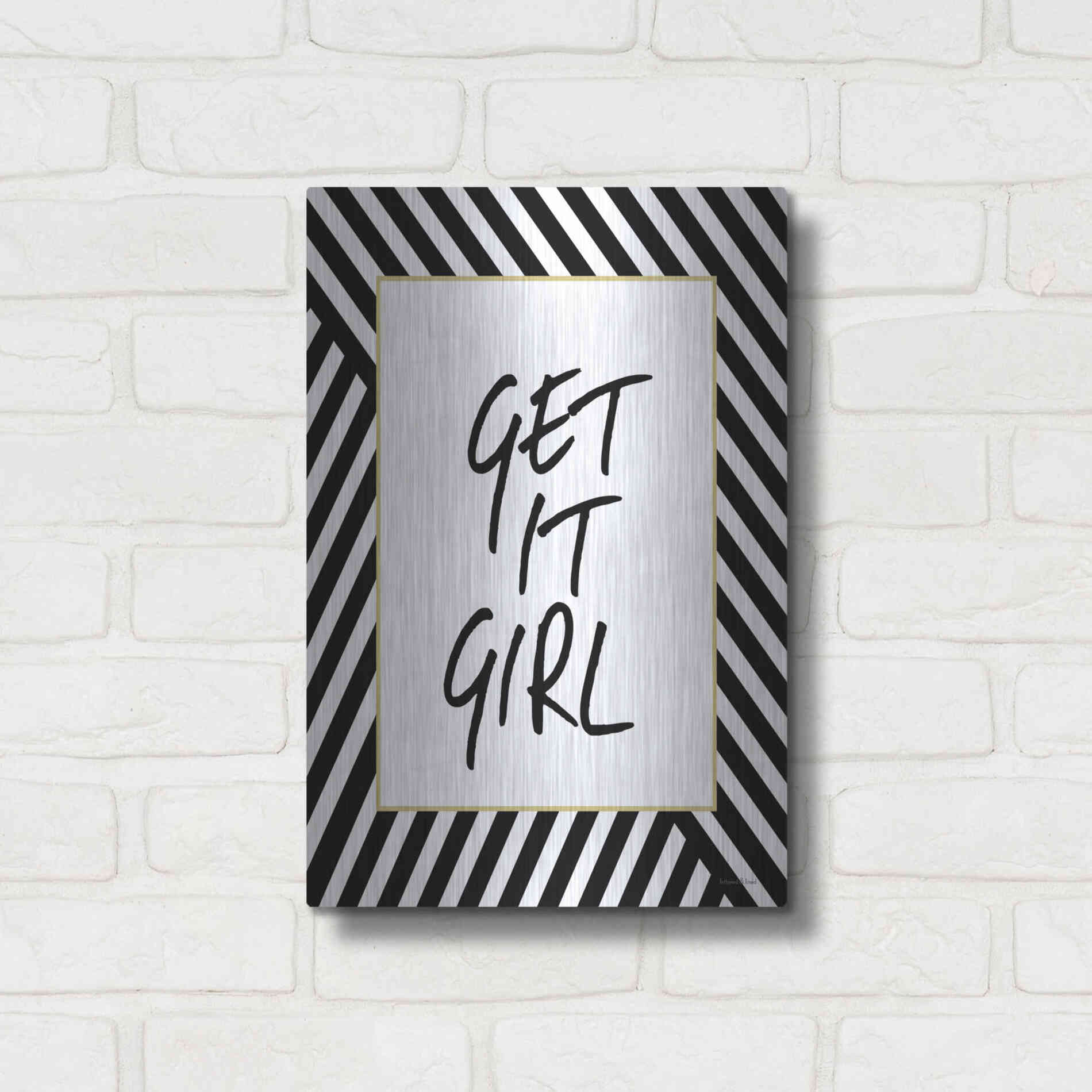 Luxe Metal Art 'Get It Girl' by Lettered & Lined, Metal Wall Art,12x16