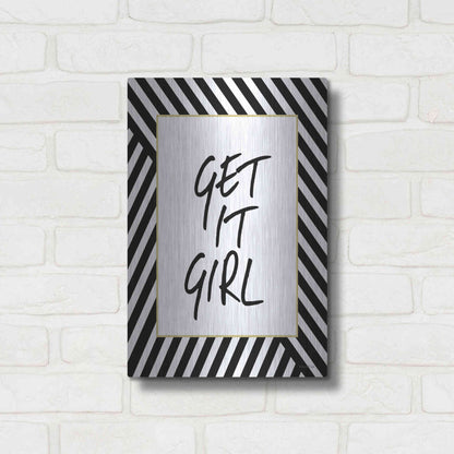Luxe Metal Art 'Get It Girl' by Lettered & Lined, Metal Wall Art,12x16