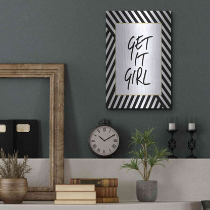 Luxe Metal Art 'Get It Girl' by Lettered & Lined, Metal Wall Art,12x16