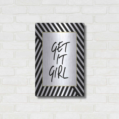 Luxe Metal Art 'Get It Girl' by Lettered & Lined, Metal Wall Art,16x24