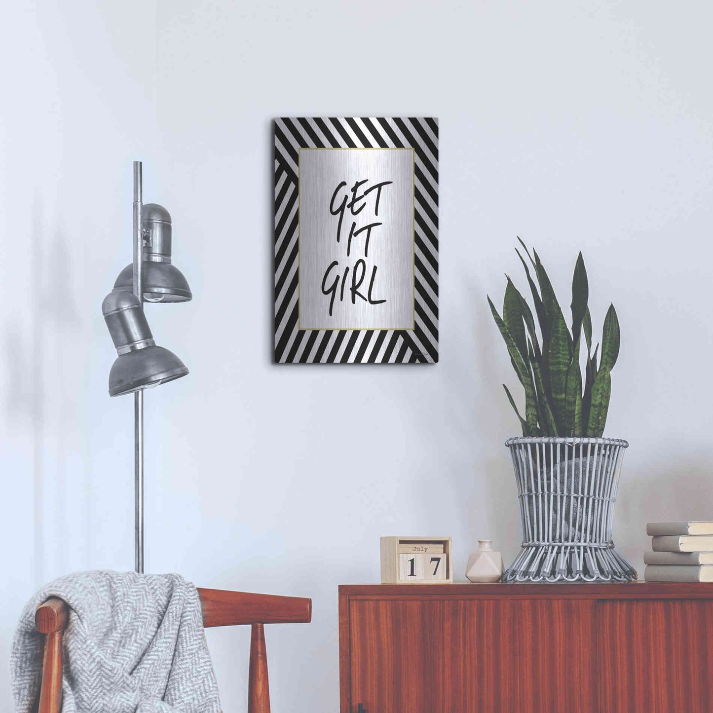 Luxe Metal Art 'Get It Girl' by Lettered & Lined, Metal Wall Art,16x24