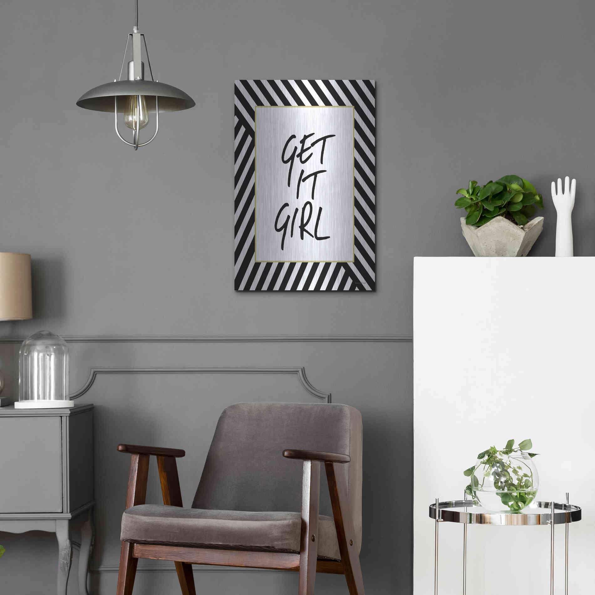 Luxe Metal Art 'Get It Girl' by Lettered & Lined, Metal Wall Art,16x24