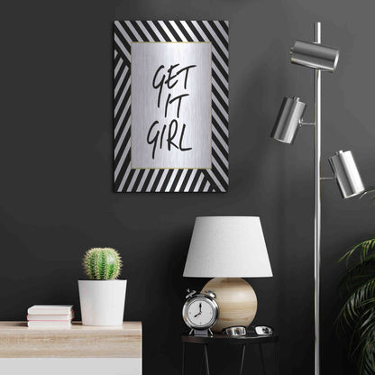 Luxe Metal Art 'Get It Girl' by Lettered & Lined, Metal Wall Art,16x24
