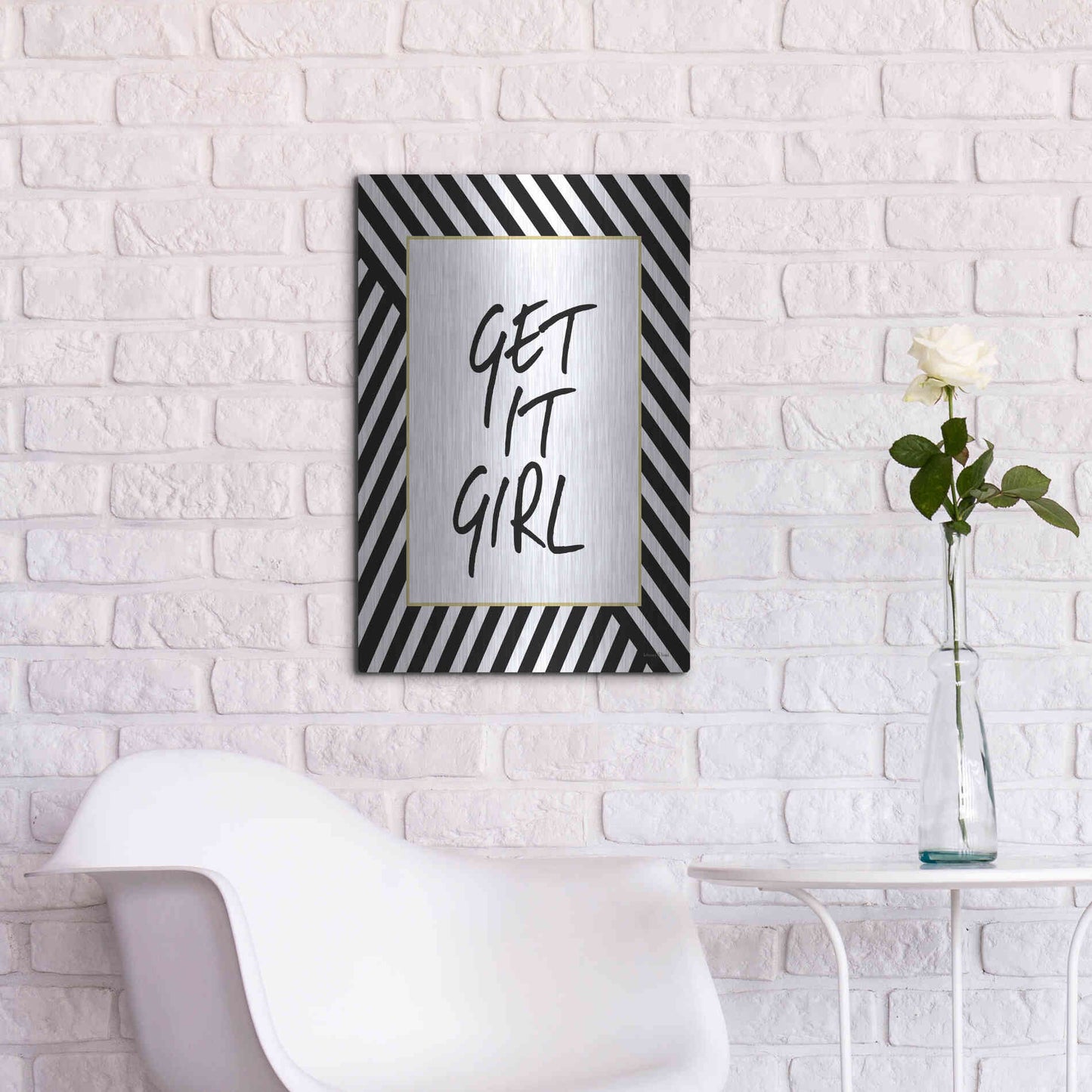 Luxe Metal Art 'Get It Girl' by Lettered & Lined, Metal Wall Art,16x24