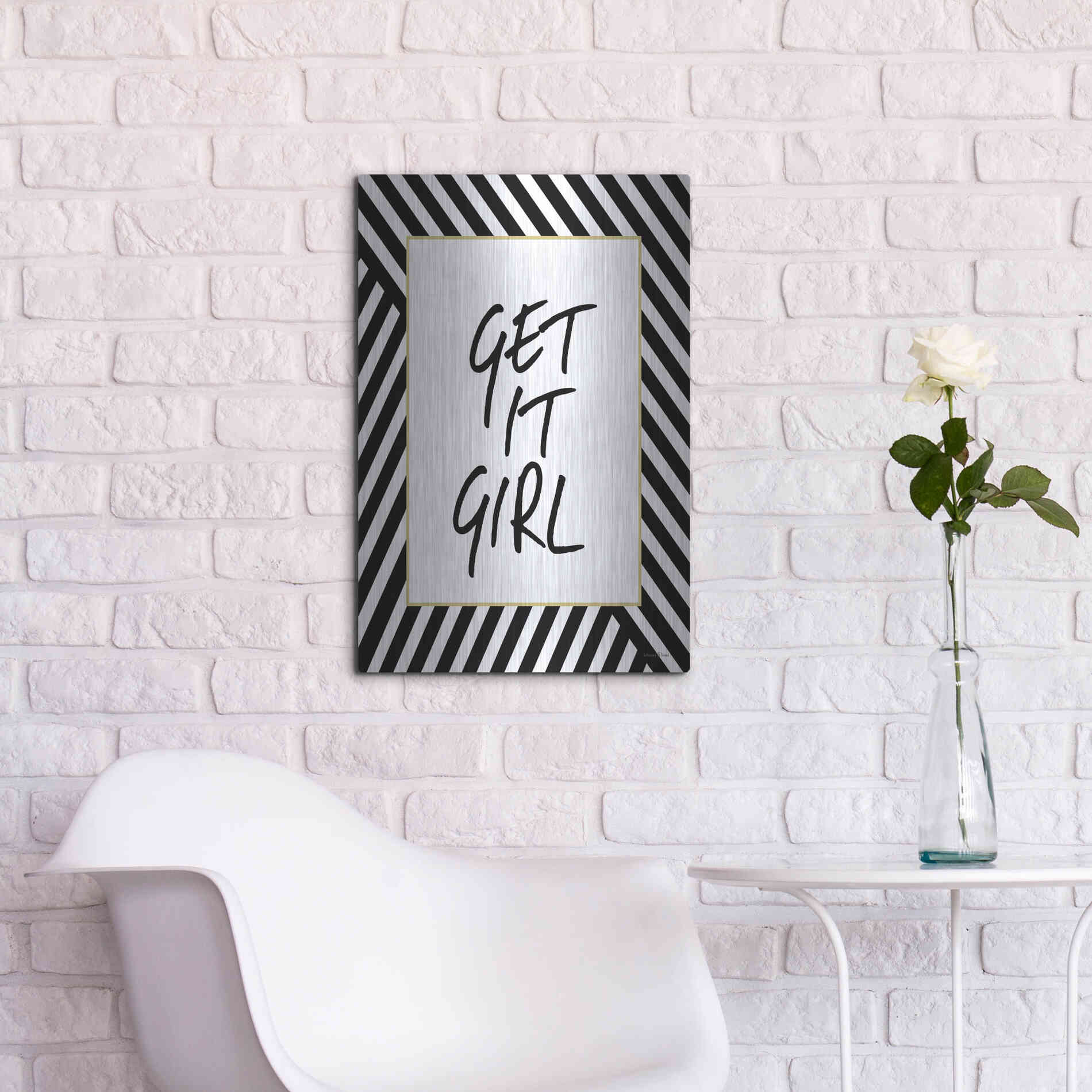Luxe Metal Art 'Get It Girl' by Lettered & Lined, Metal Wall Art,16x24