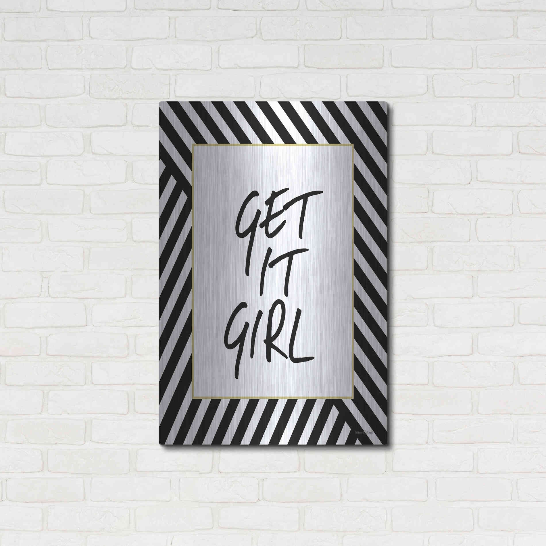 Luxe Metal Art 'Get It Girl' by Lettered & Lined, Metal Wall Art,24x36