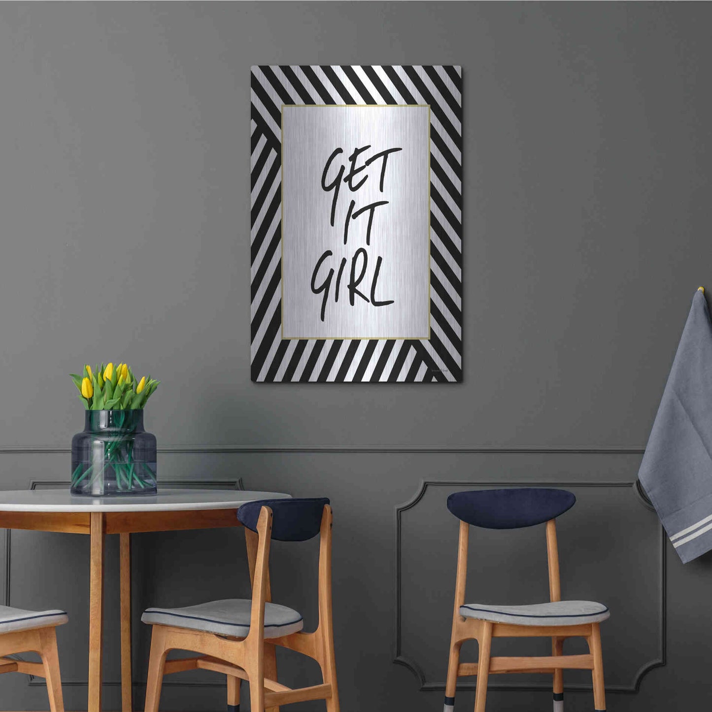 Luxe Metal Art 'Get It Girl' by Lettered & Lined, Metal Wall Art,24x36