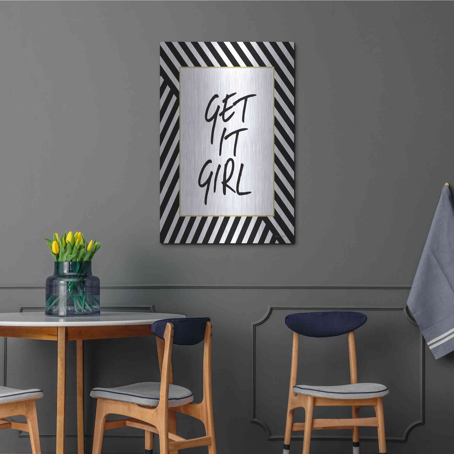 Luxe Metal Art 'Get It Girl' by Lettered & Lined, Metal Wall Art,24x36