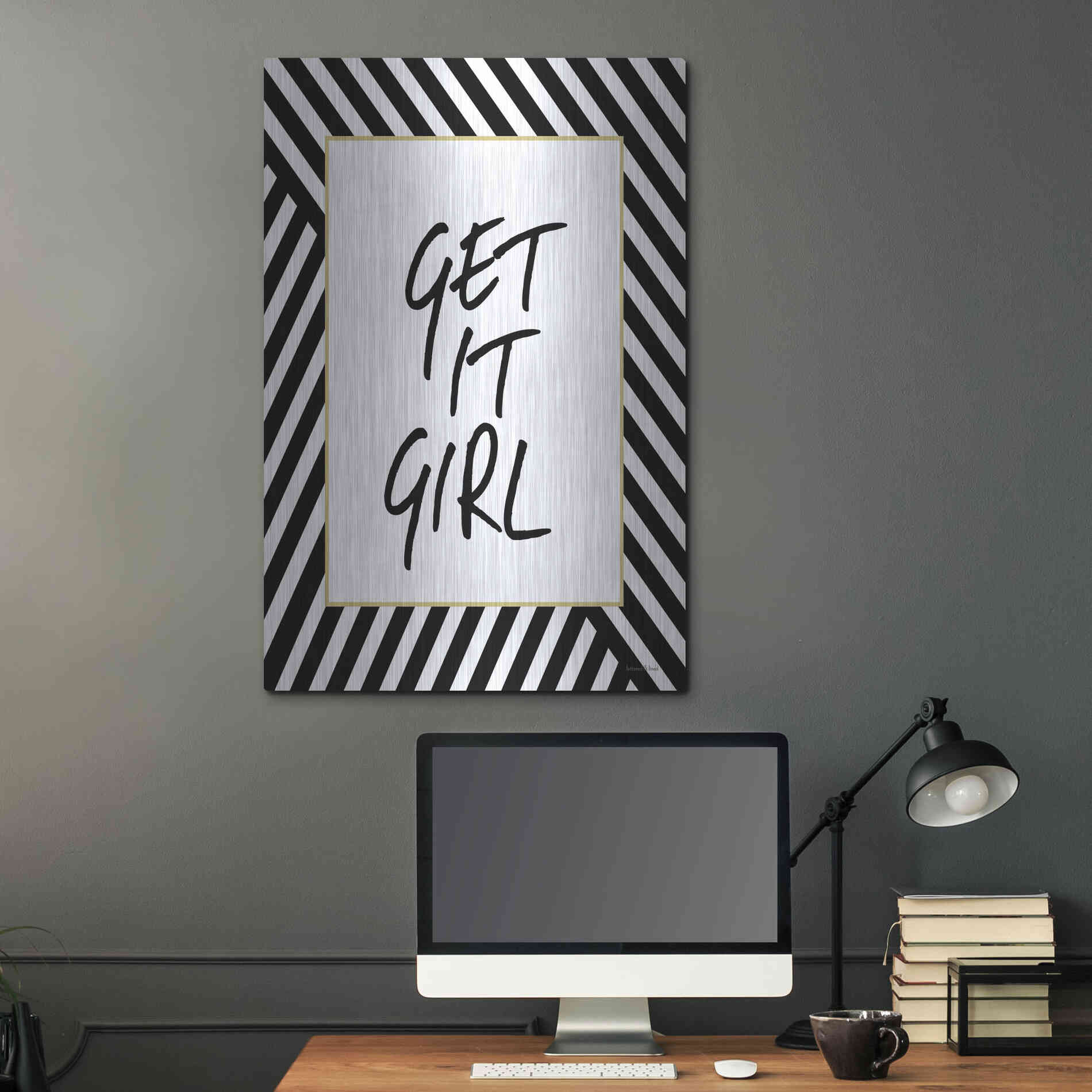 Luxe Metal Art 'Get It Girl' by Lettered & Lined, Metal Wall Art,24x36