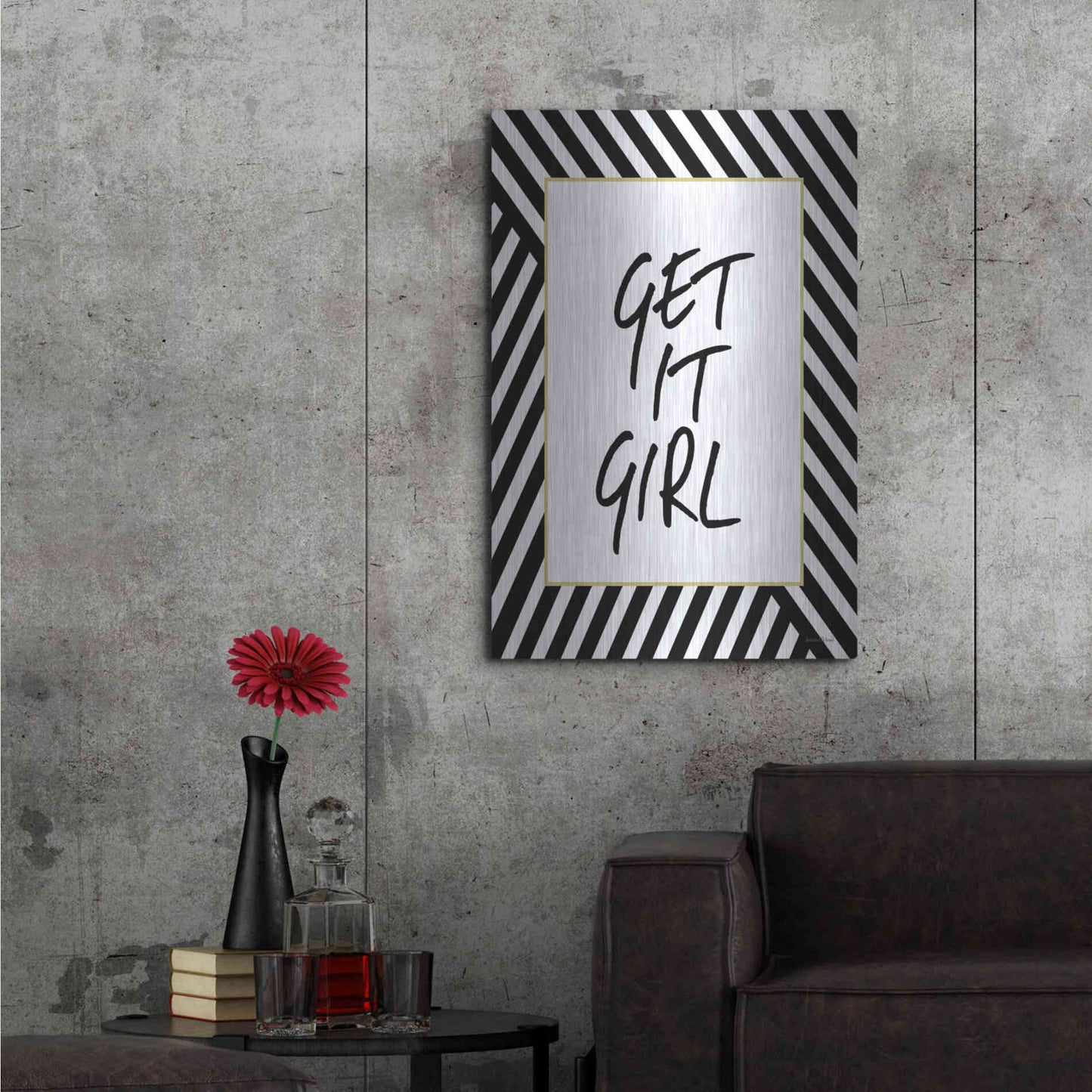 Luxe Metal Art 'Get It Girl' by Lettered & Lined, Metal Wall Art,24x36