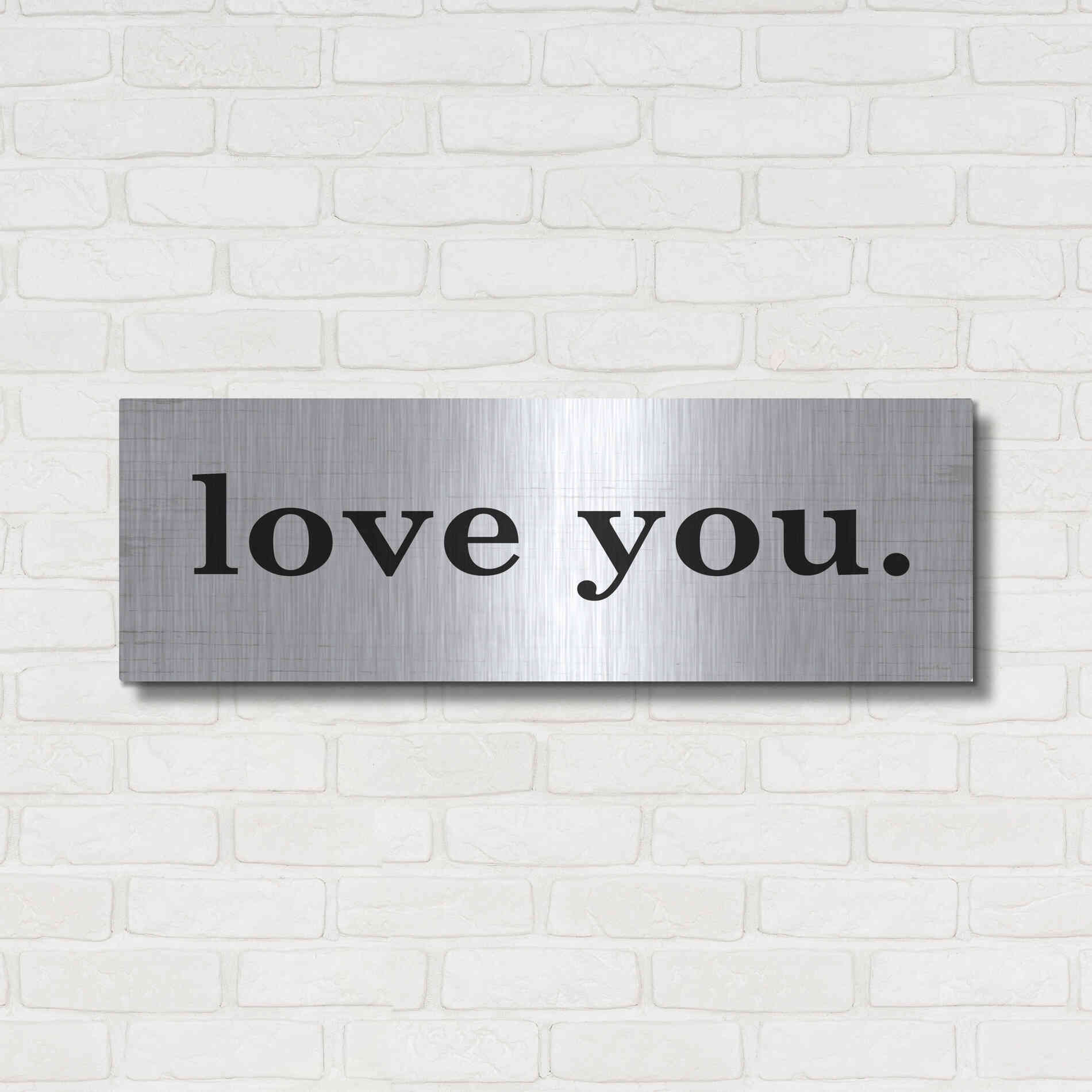 Luxe Metal Art 'Love You' by Lettered & Lined, Metal Wall Art,36x12