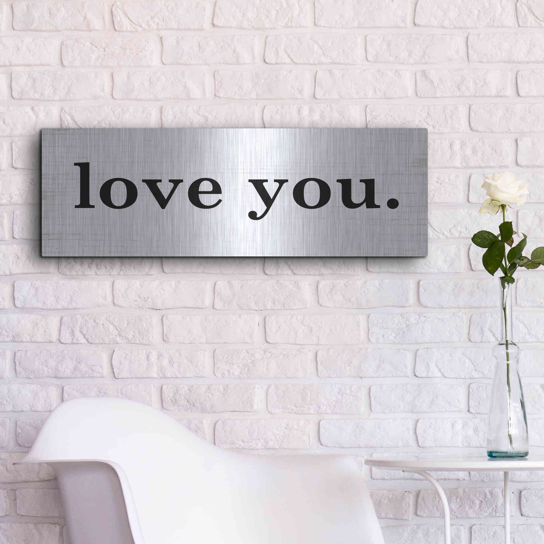 Luxe Metal Art 'Love You' by Lettered & Lined, Metal Wall Art,36x12