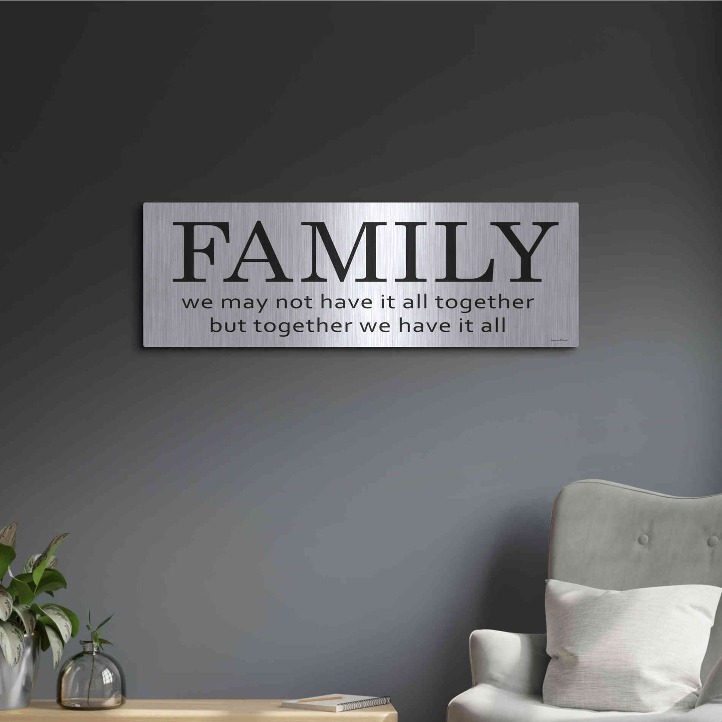 Luxe Metal Art 'Family' by Lettered & Lined, Metal Wall Art,36x12