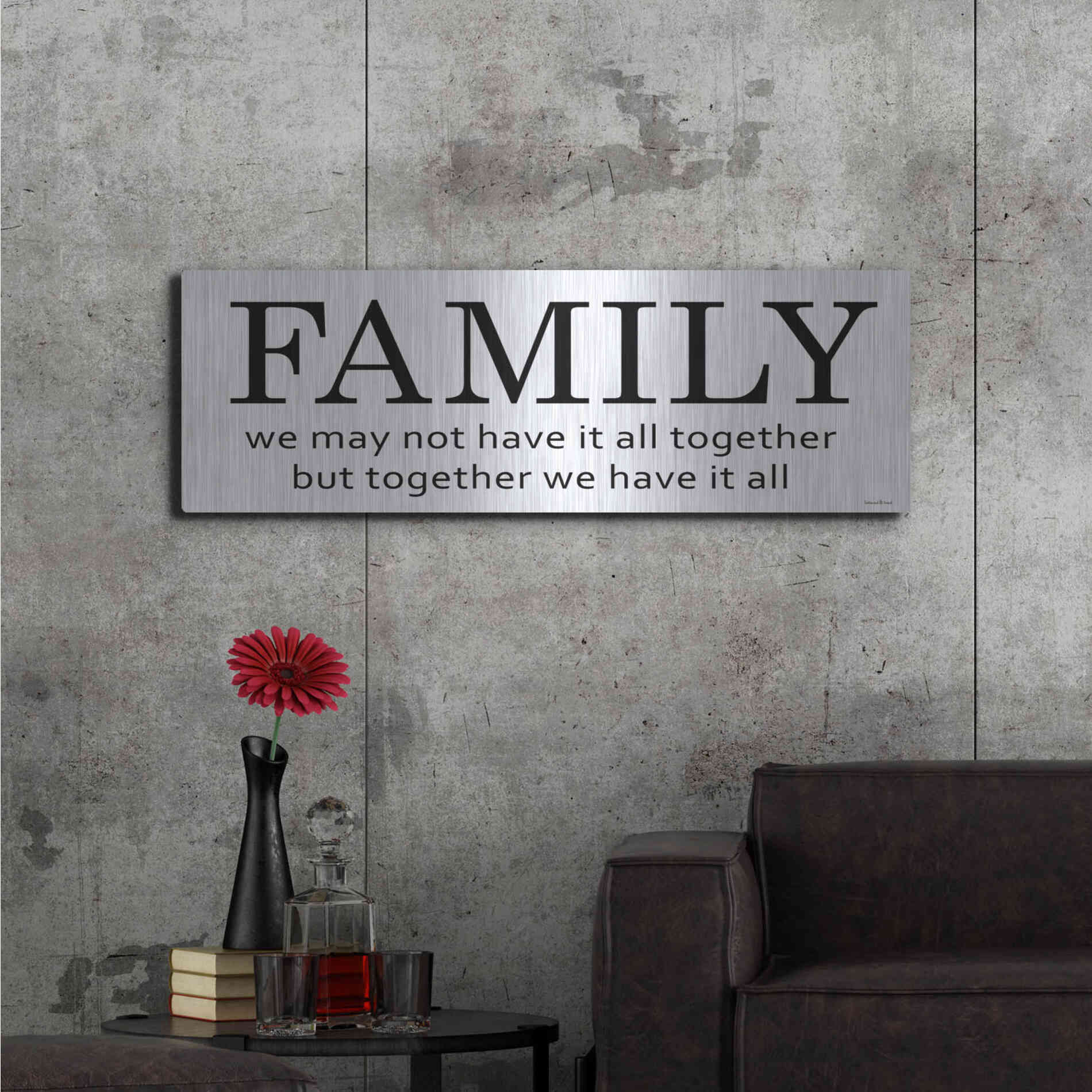 Luxe Metal Art 'Family' by Lettered & Lined, Metal Wall Art,48x16