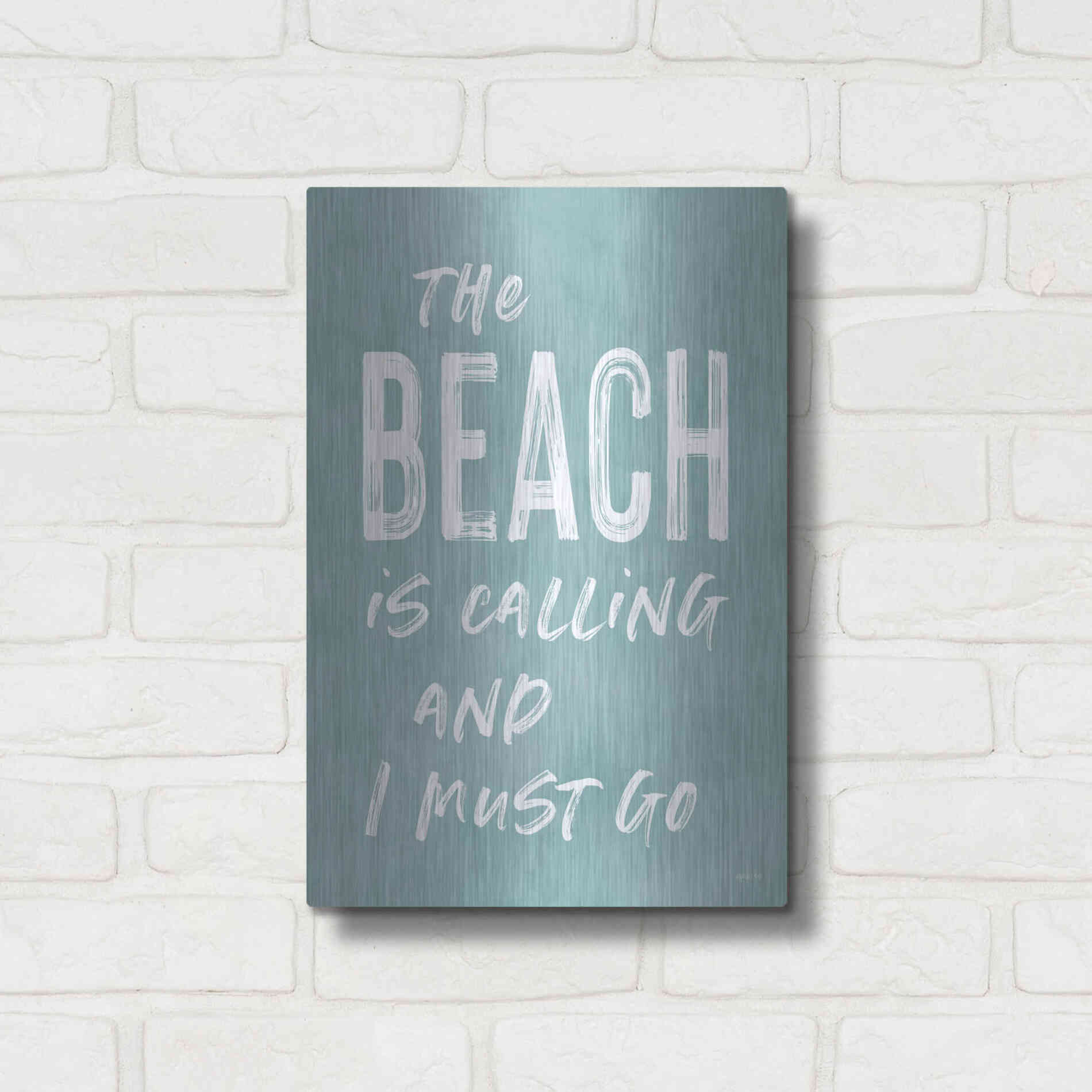 Luxe Metal Art 'The Beach Is Calling' by Lettered & Lined, Metal Wall Art,12x16