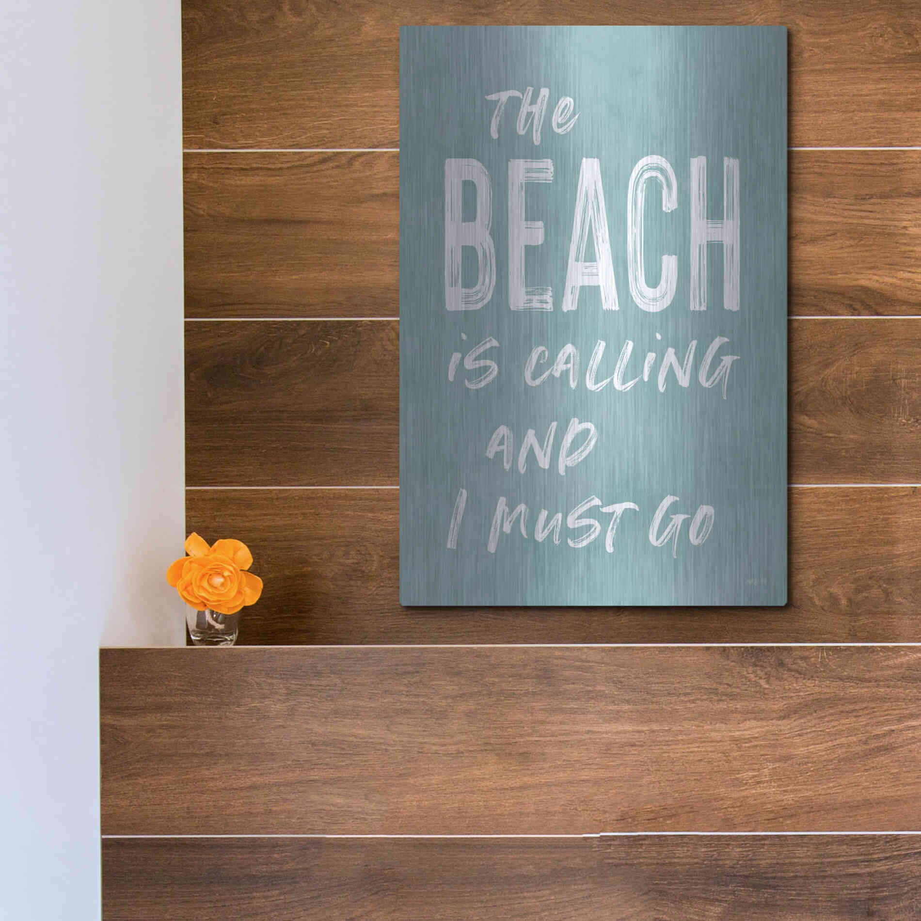 Luxe Metal Art 'The Beach Is Calling' by Lettered & Lined, Metal Wall Art,12x16