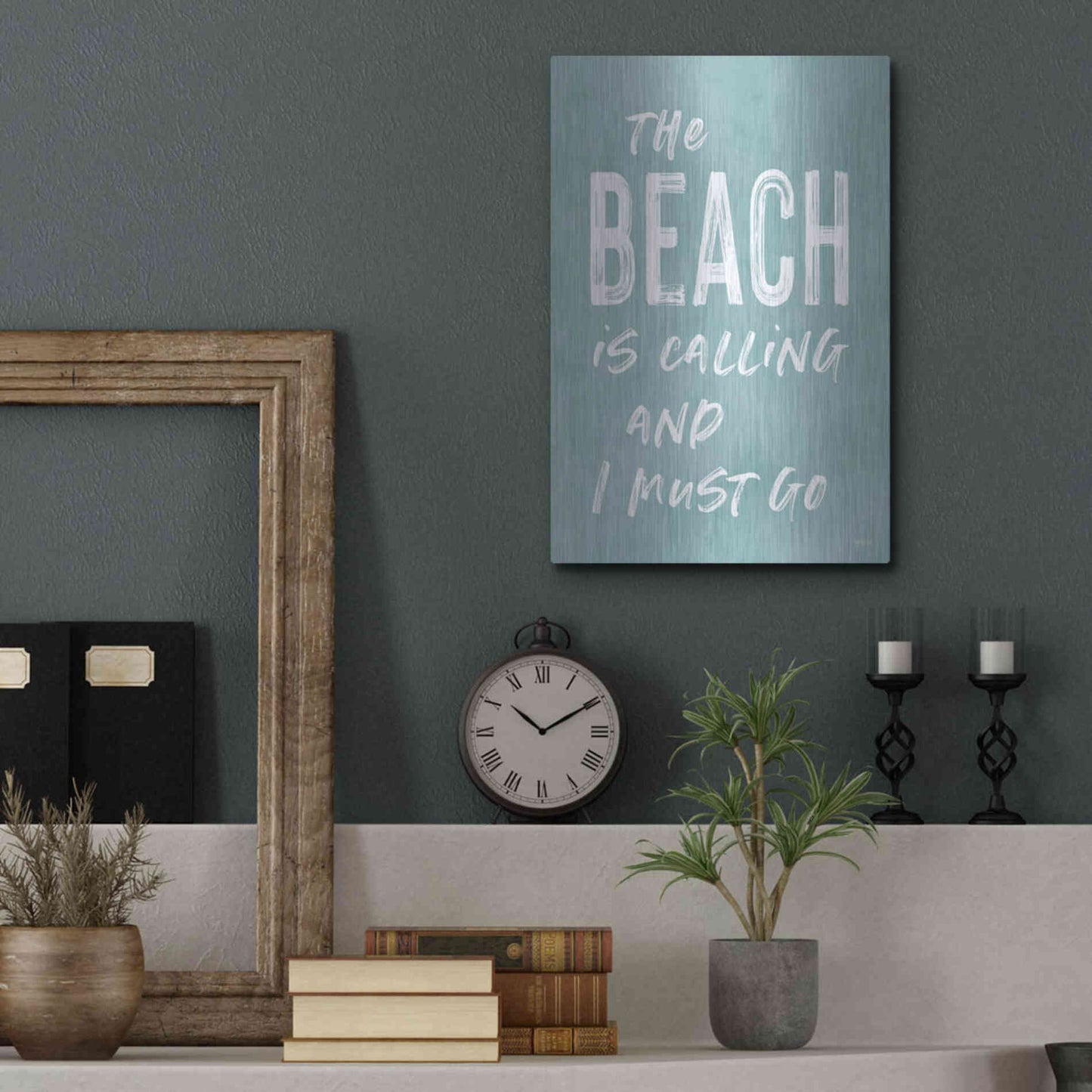 Luxe Metal Art 'The Beach Is Calling' by Lettered & Lined, Metal Wall Art,12x16