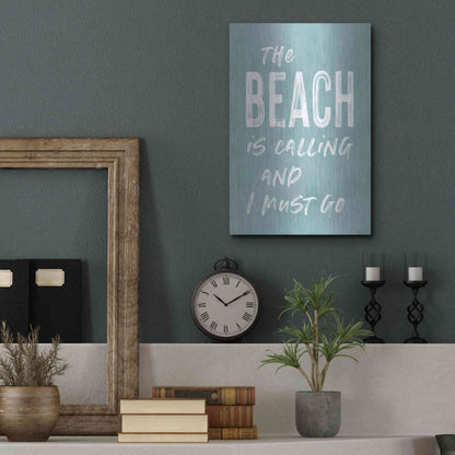 Luxe Metal Art 'The Beach Is Calling' by Lettered & Lined, Metal Wall Art,12x16