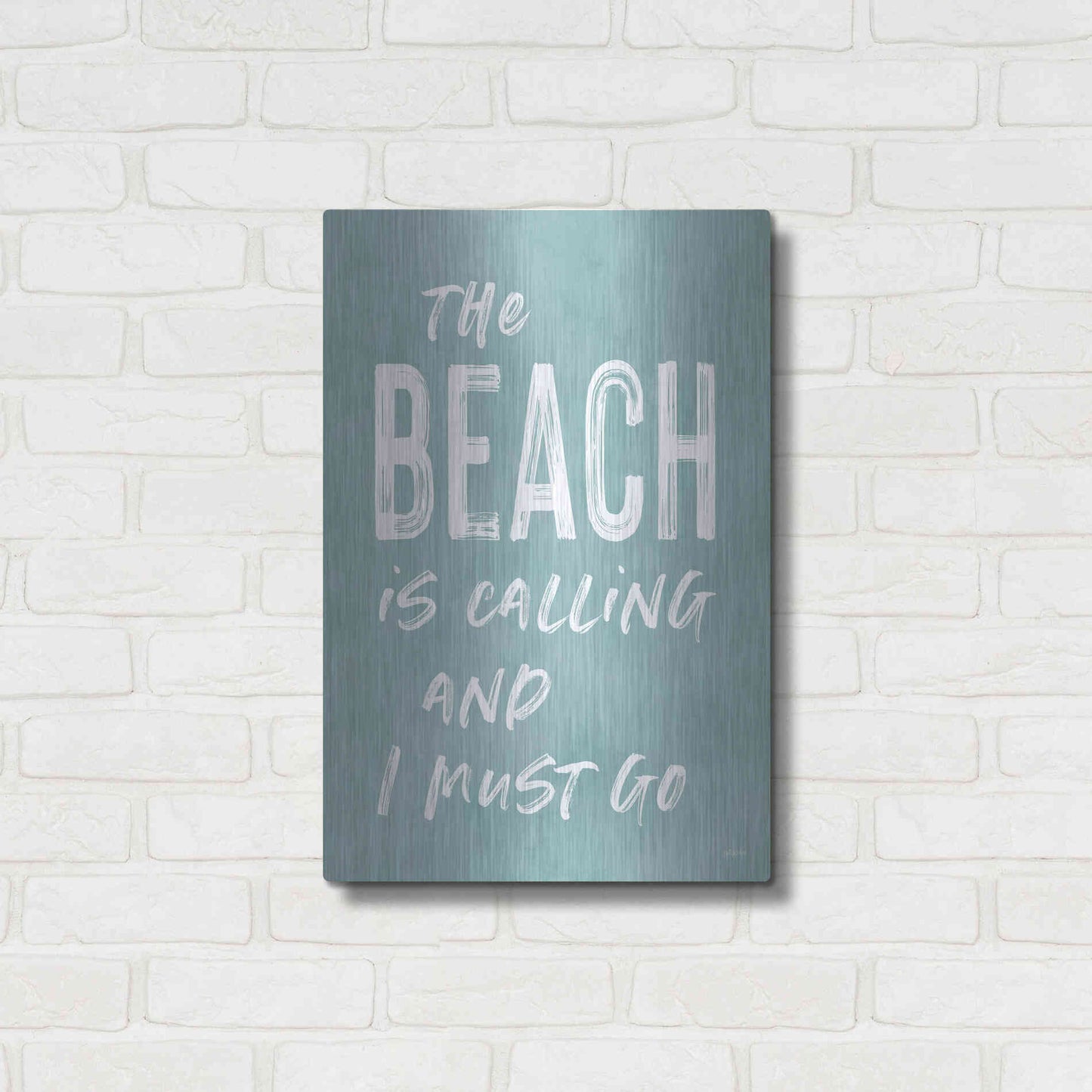 Luxe Metal Art 'The Beach Is Calling' by Lettered & Lined, Metal Wall Art,16x24