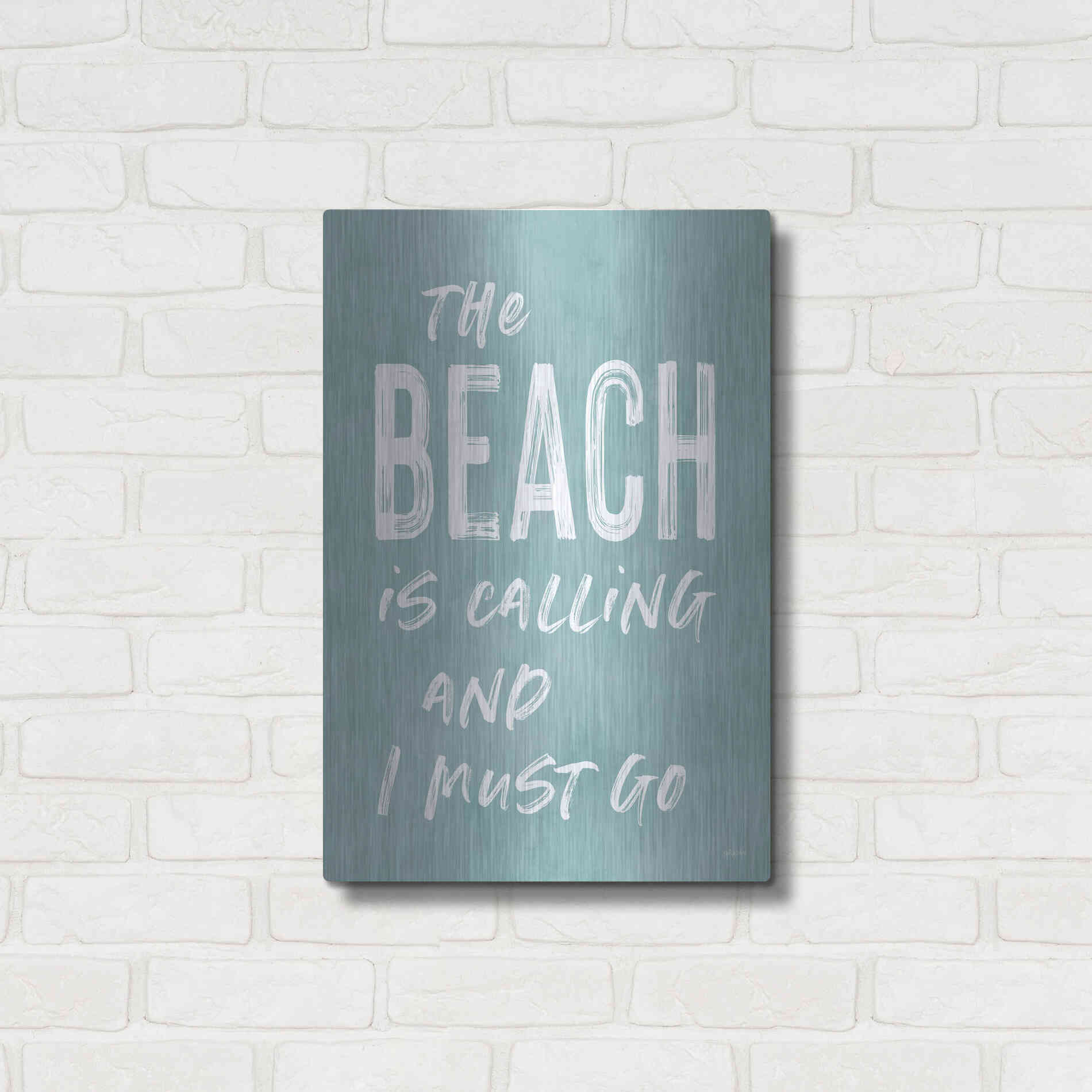 Luxe Metal Art 'The Beach Is Calling' by Lettered & Lined, Metal Wall Art,16x24