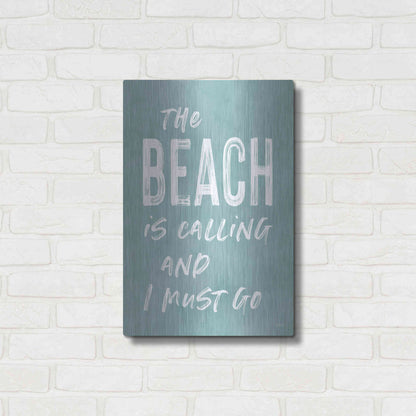 Luxe Metal Art 'The Beach Is Calling' by Lettered & Lined, Metal Wall Art,16x24