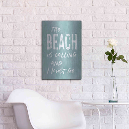Luxe Metal Art 'The Beach Is Calling' by Lettered & Lined, Metal Wall Art,16x24