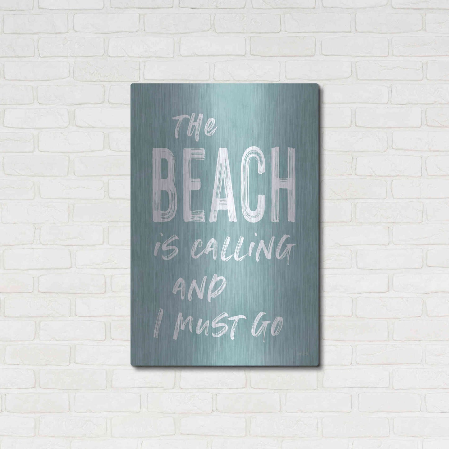Luxe Metal Art 'The Beach Is Calling' by Lettered & Lined, Metal Wall Art,24x36