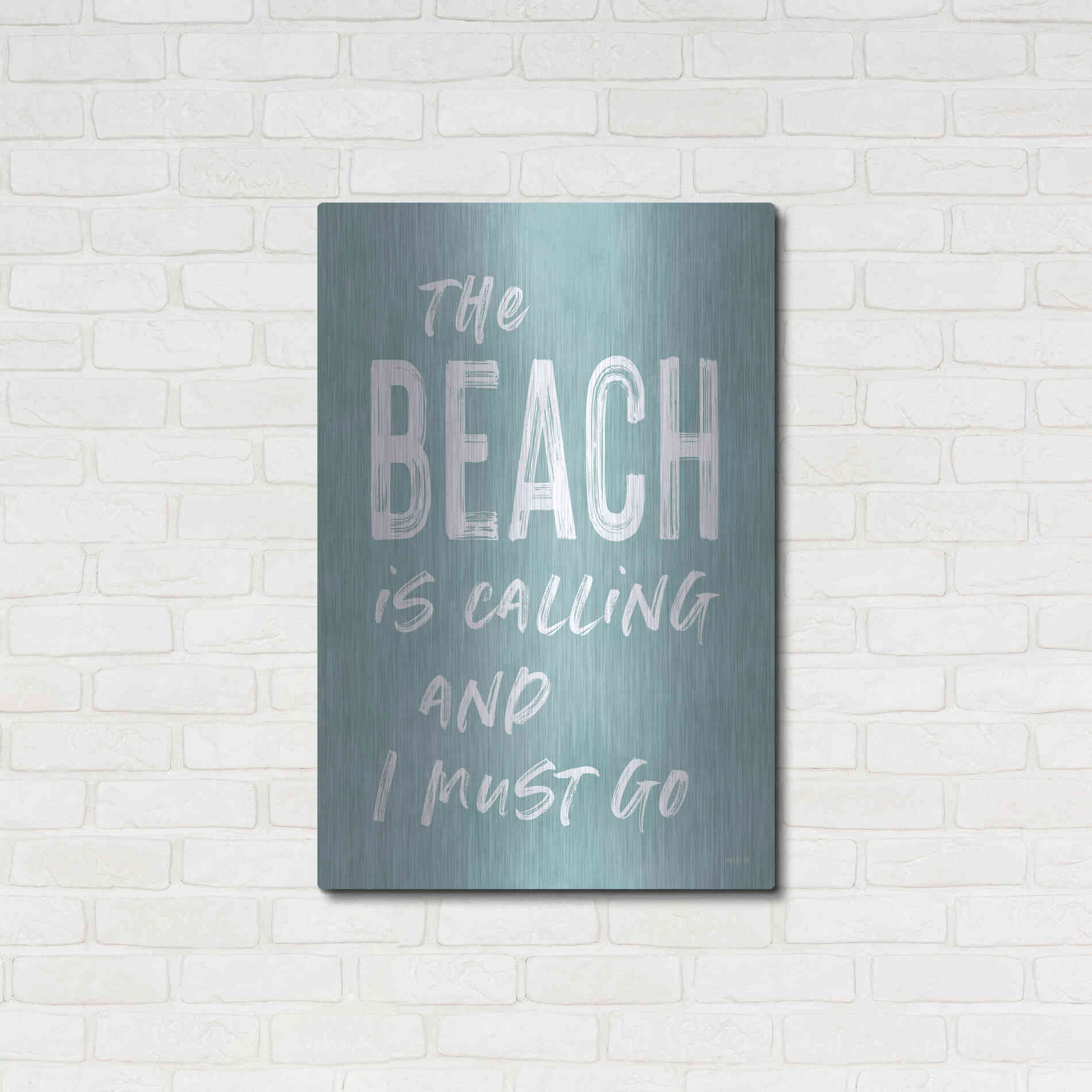 Luxe Metal Art 'The Beach Is Calling' by Lettered & Lined, Metal Wall Art,24x36