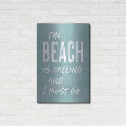 Luxe Metal Art 'The Beach Is Calling' by Lettered & Lined, Metal Wall Art,24x36