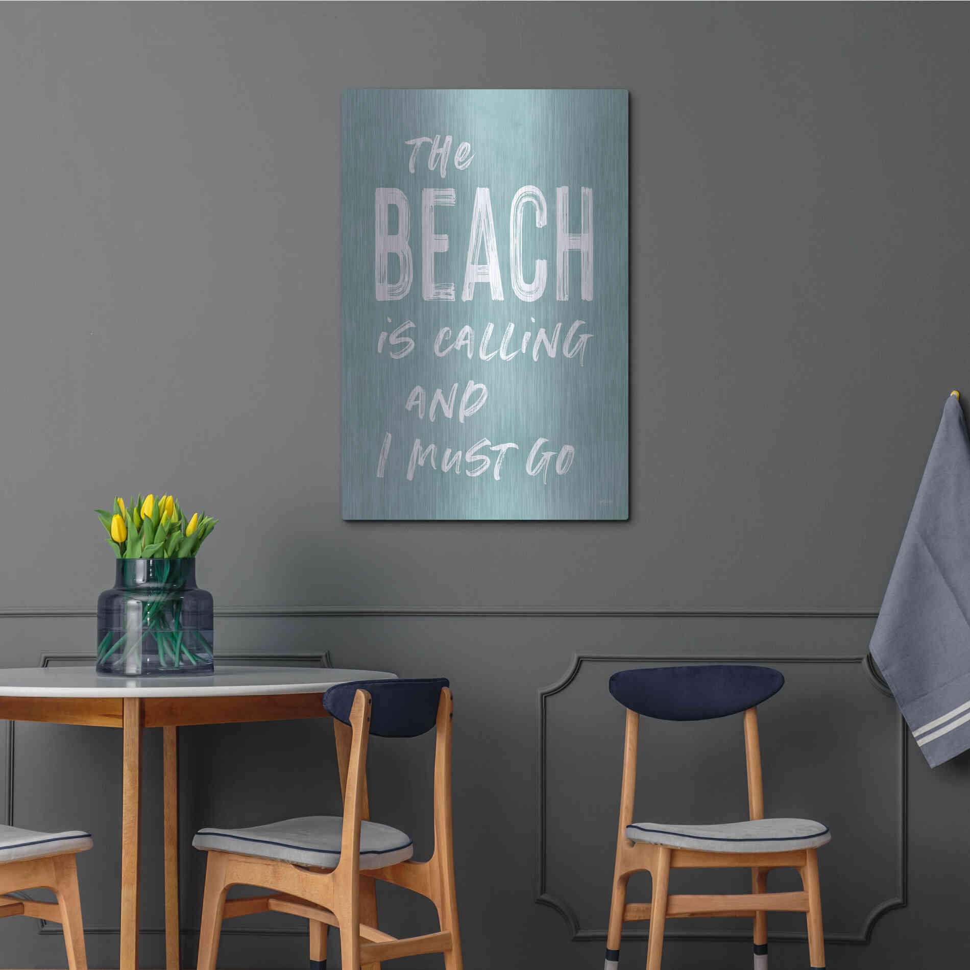 Luxe Metal Art 'The Beach Is Calling' by Lettered & Lined, Metal Wall Art,24x36
