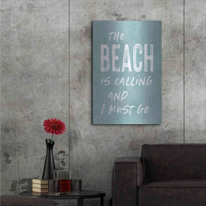 Luxe Metal Art 'The Beach Is Calling' by Lettered & Lined, Metal Wall Art,24x36