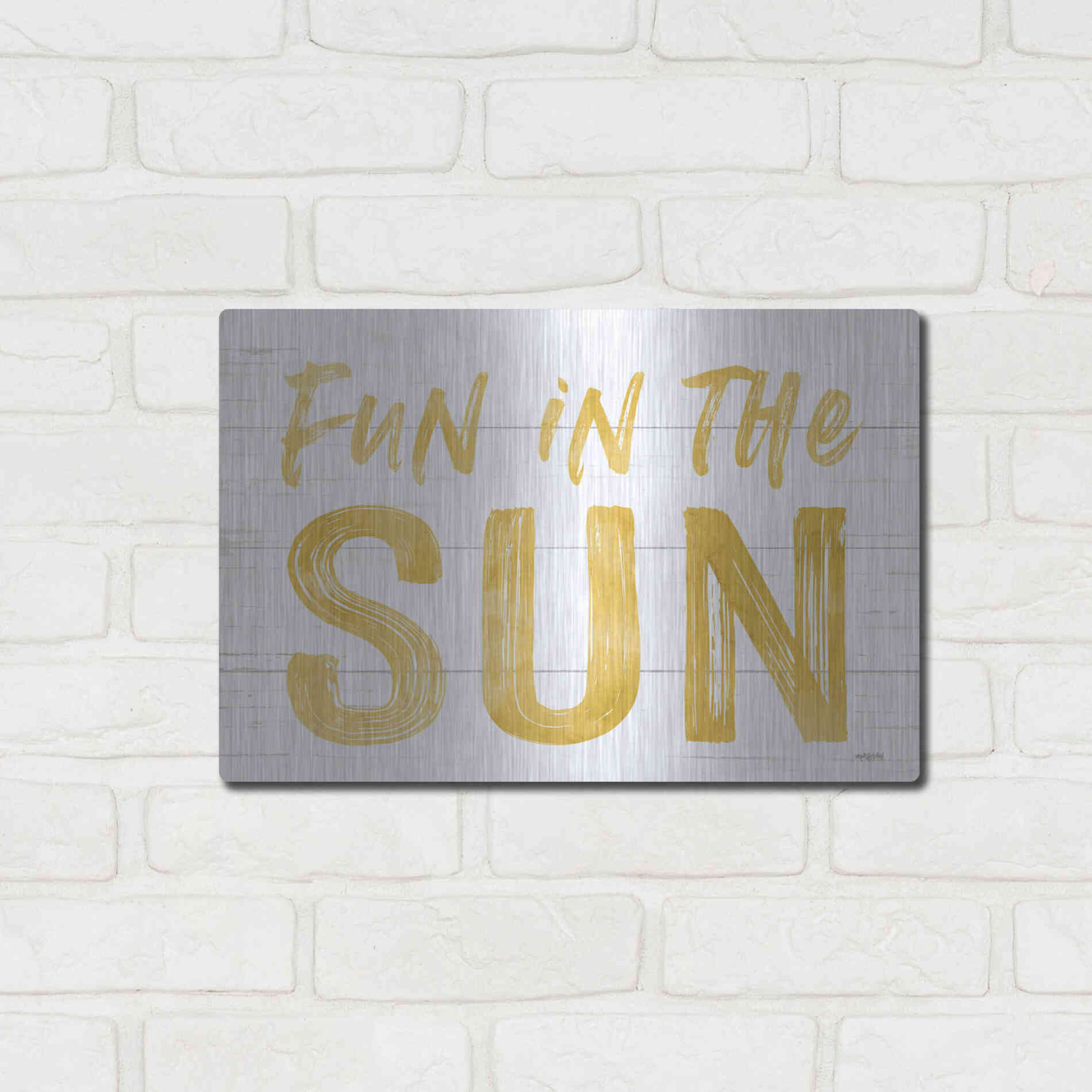 Luxe Metal Art 'Fun In The Sun' by Lettered & Lined, Metal Wall Art,16x12