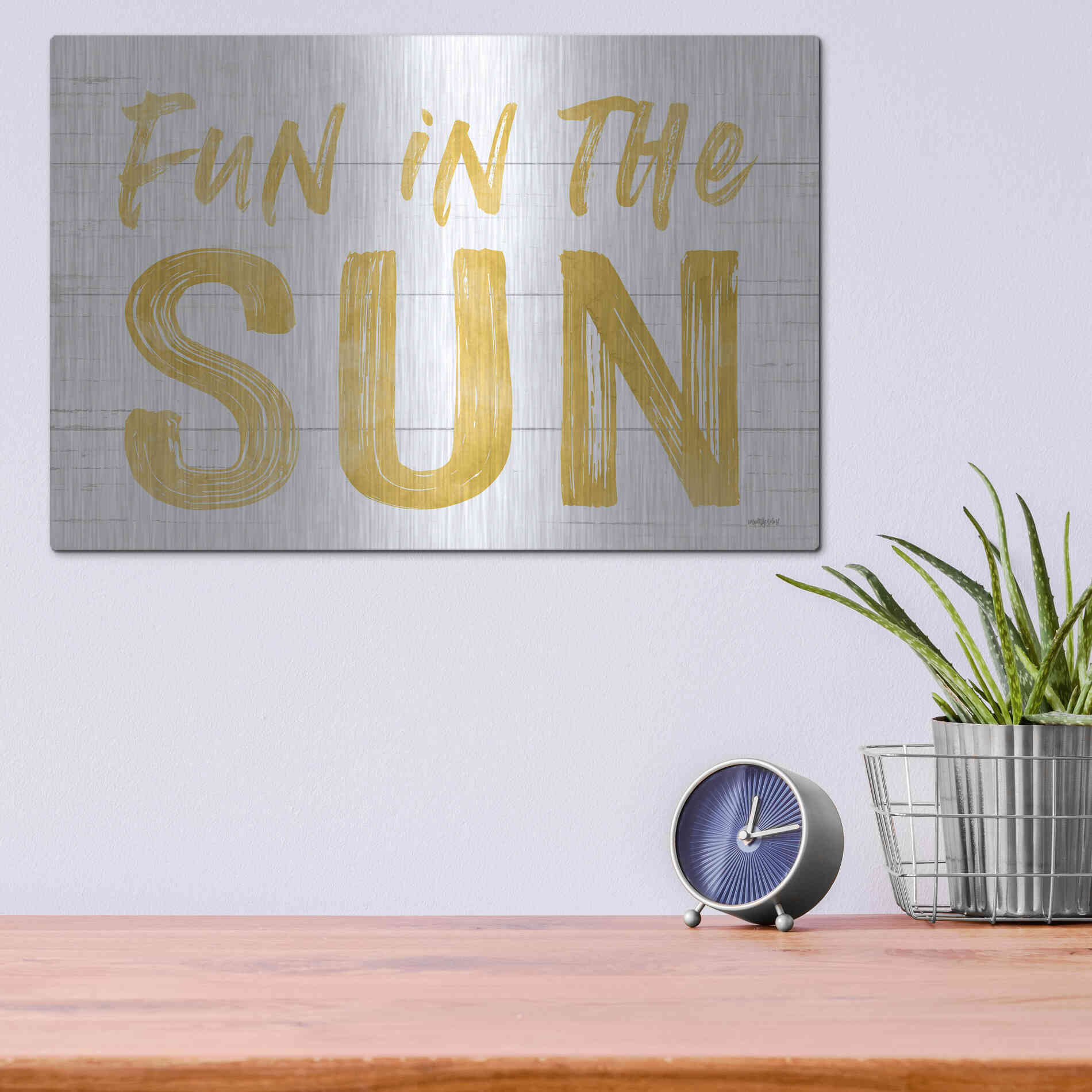 Luxe Metal Art 'Fun In The Sun' by Lettered & Lined, Metal Wall Art,16x12