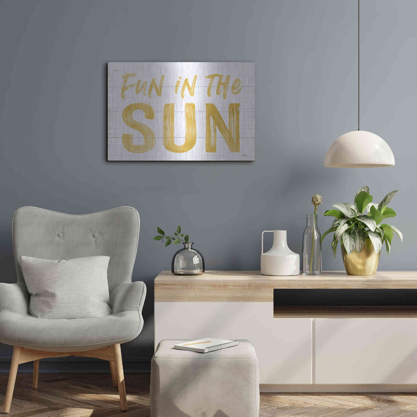 Luxe Metal Art 'Fun In The Sun' by Lettered & Lined, Metal Wall Art,24x16